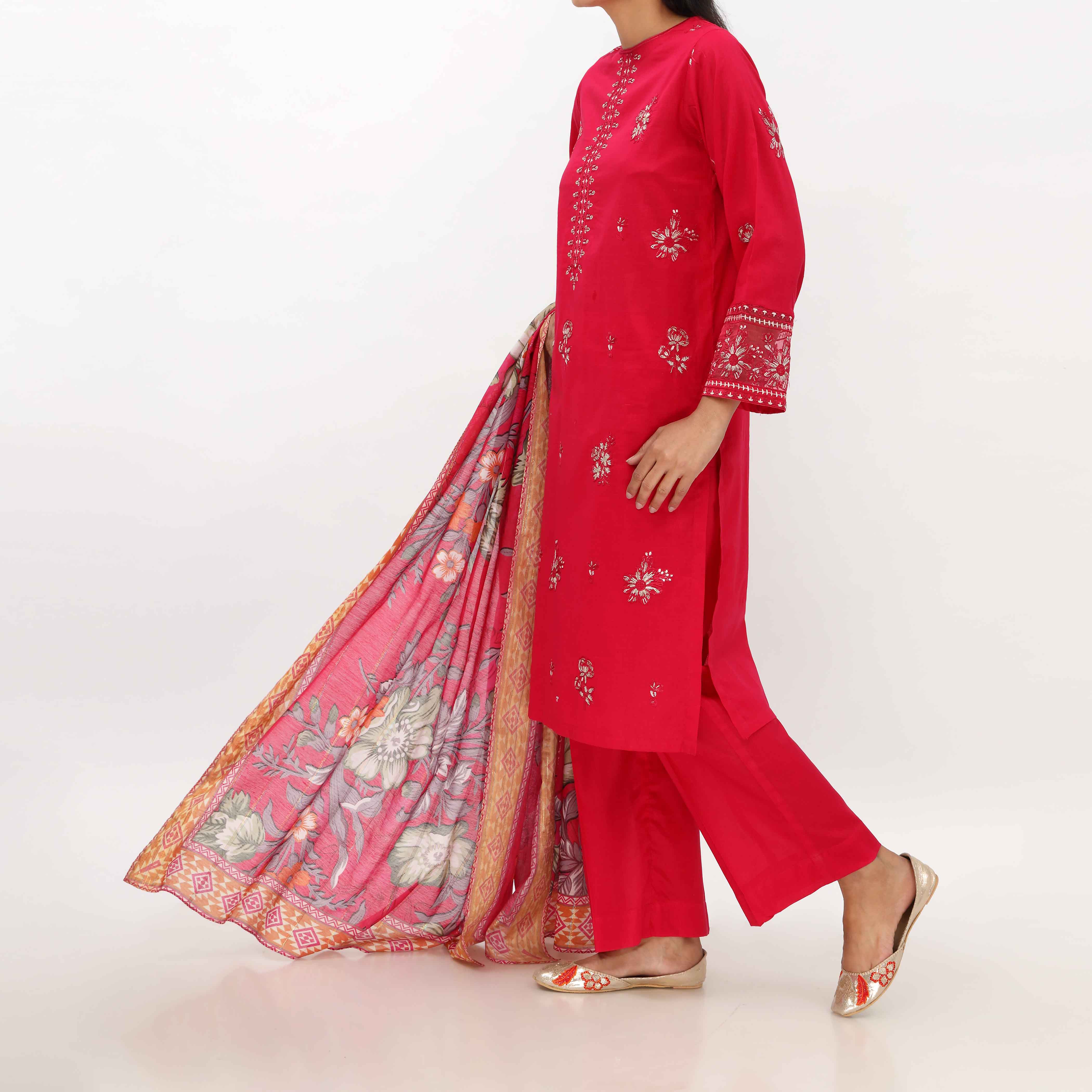 3PC- Unstitched Embroidered Lawn Suit US5350 - Image 4