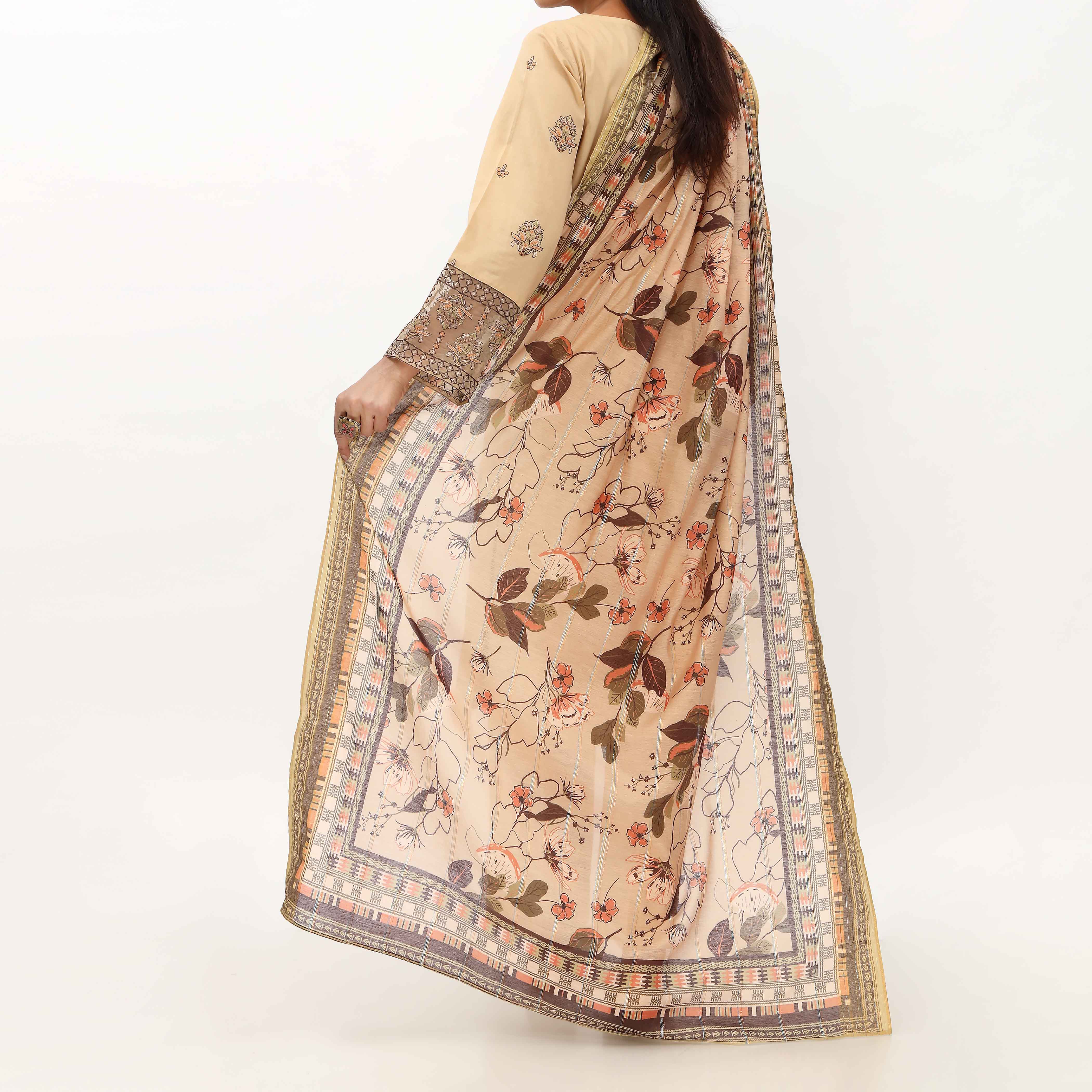 3PC- Unstitched Embroidered Lawn Suit US5354 - Image 4