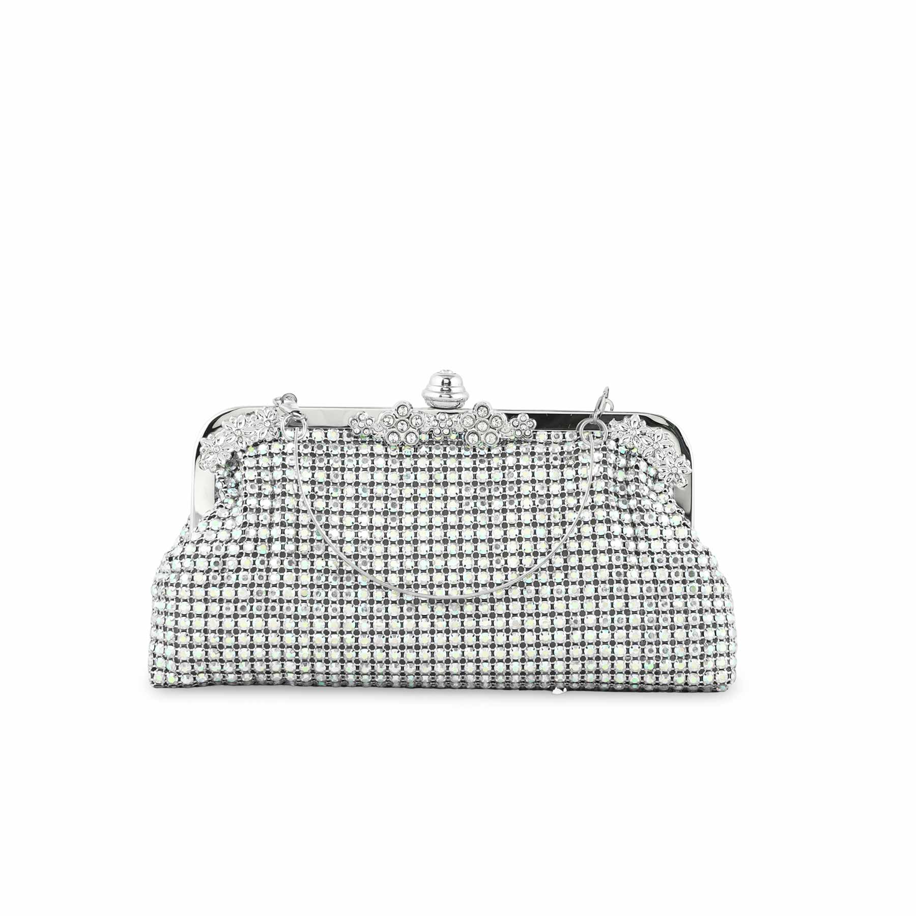 AB Silver Women Bridal Clutch p24274 - Image 3
