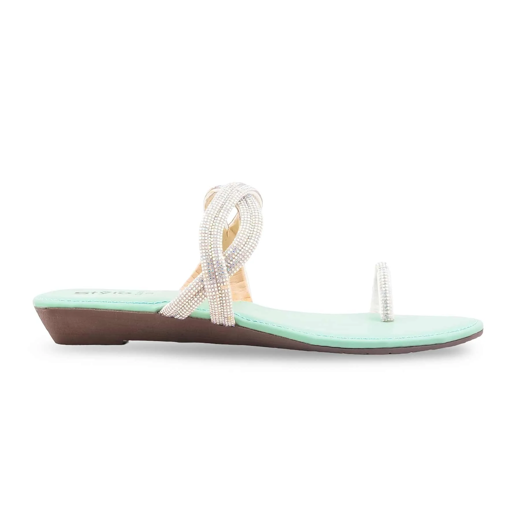 Aqua Green Casual Chappal For Ladies CL2176 - Image 2