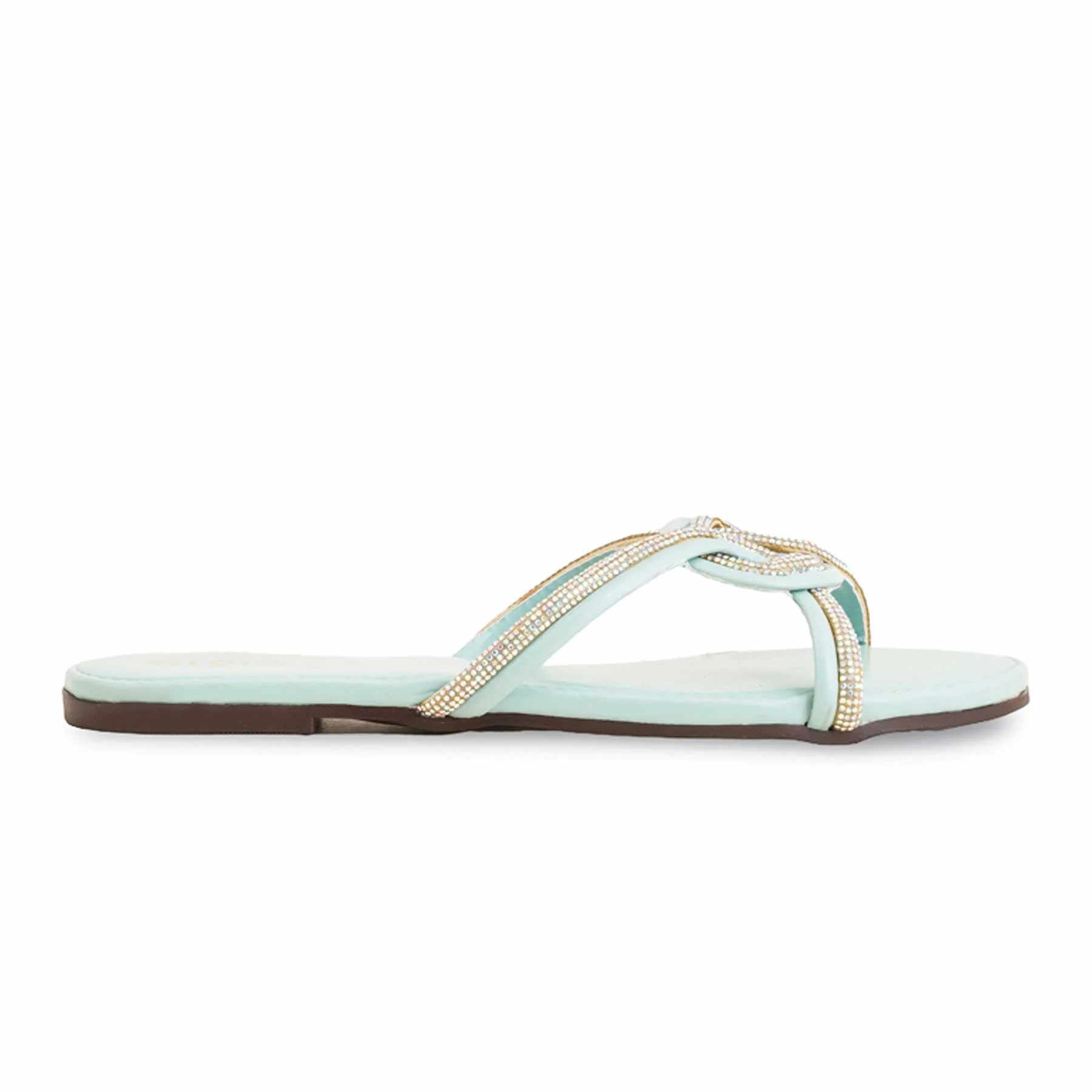 Aqua Green Casual Slipper For Ladies CL1943 - Image 2