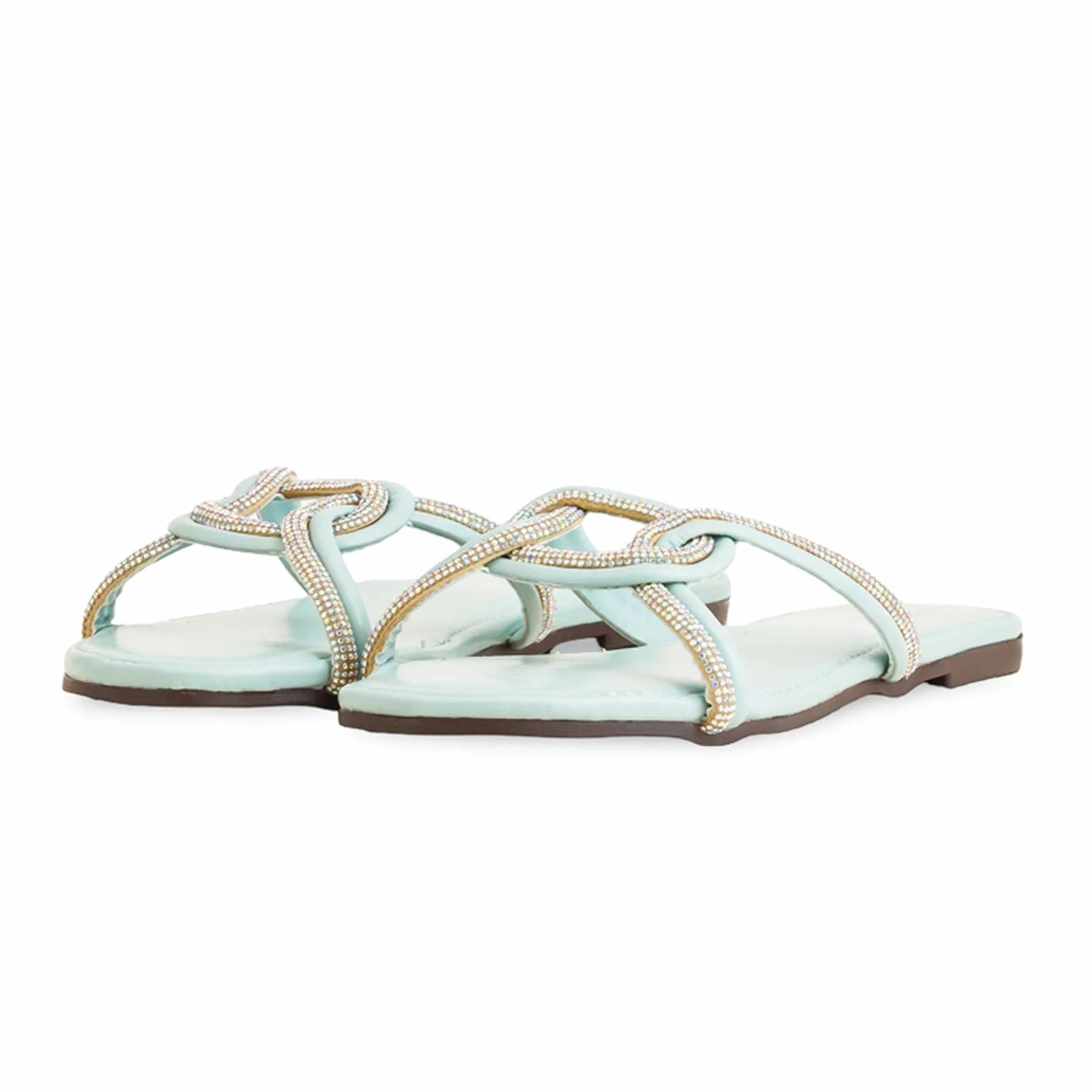 Aqua Green Casual Slipper For Ladies CL1943 - Image 3