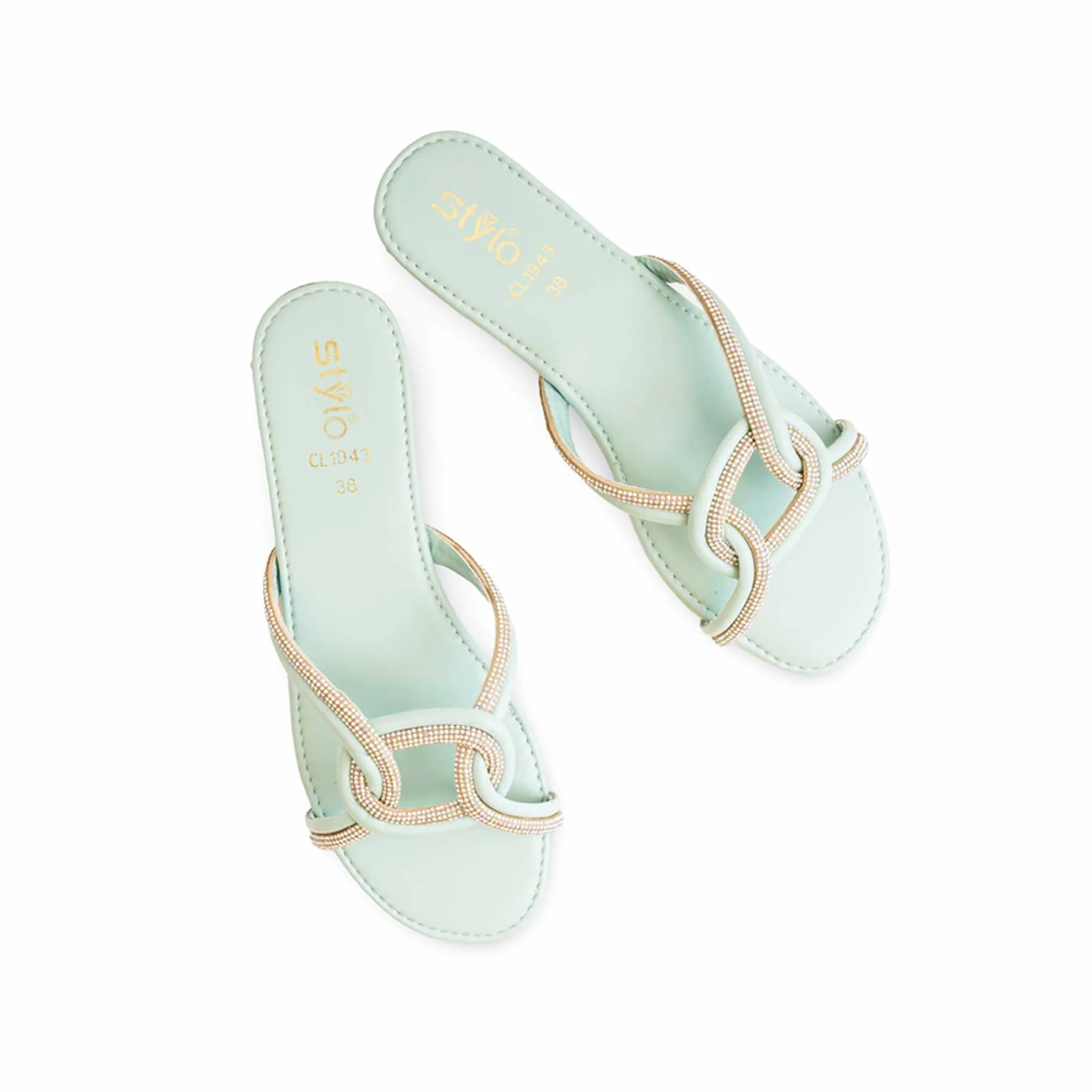 Aqua Green Casual Slipper For Ladies CL1943 - Image 5