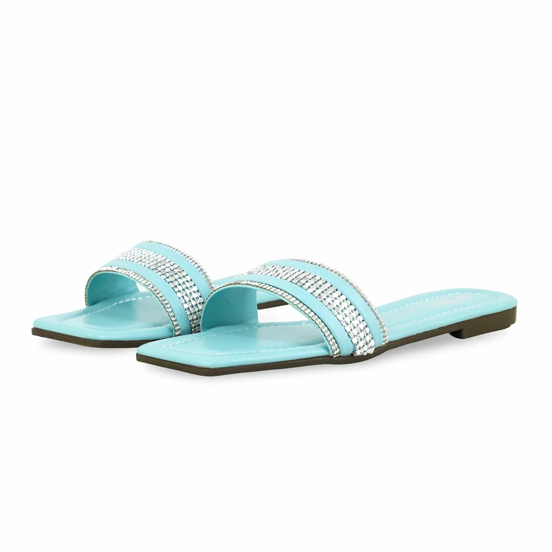 Aqua Green Casual Slipper For Women CL1905 - Image 3