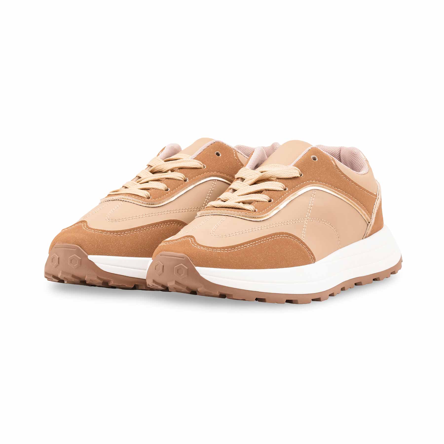 Beige Casual Sneaker For Ladies AT7487 - Image 3