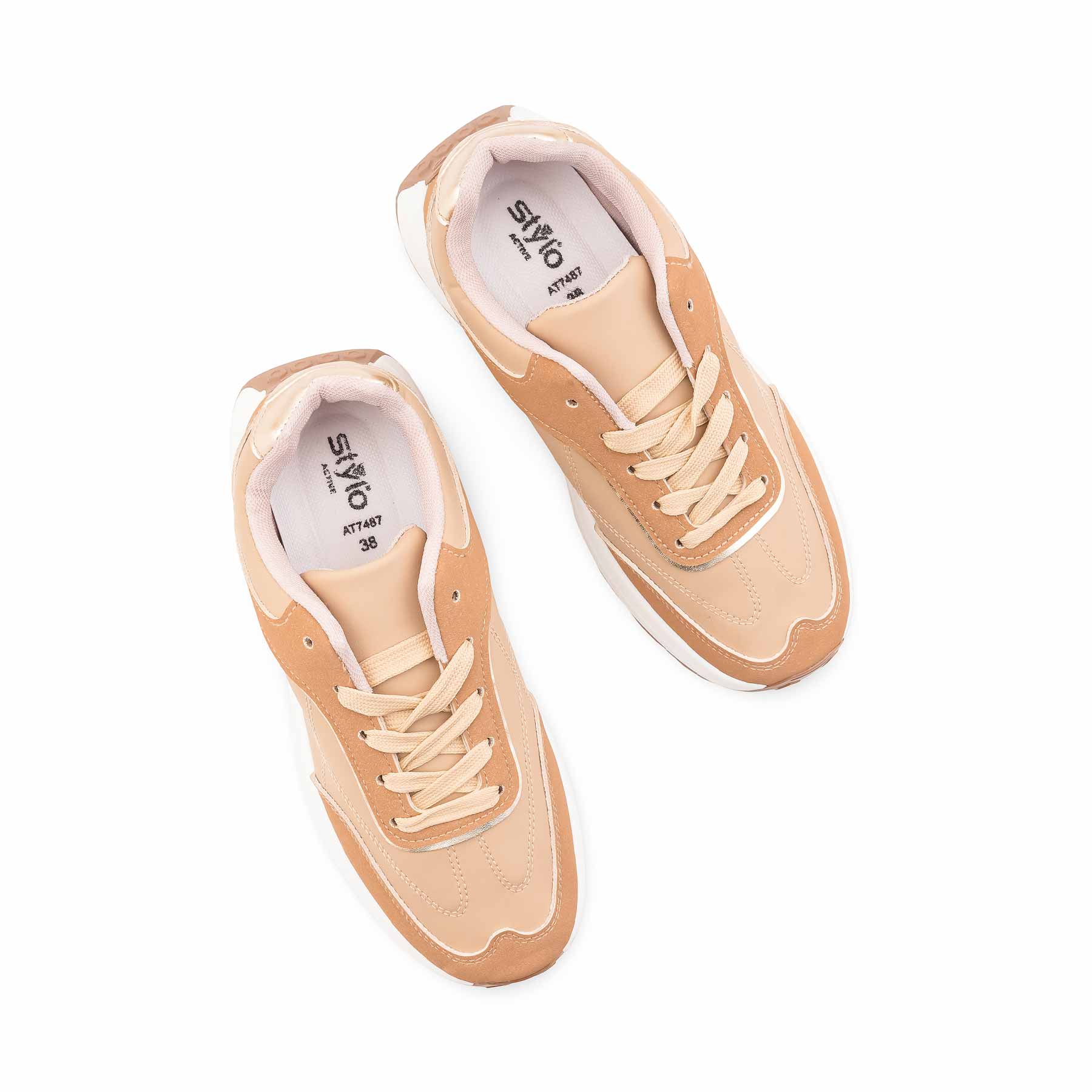 Beige Casual Sneaker For Ladies AT7487 - Image 5