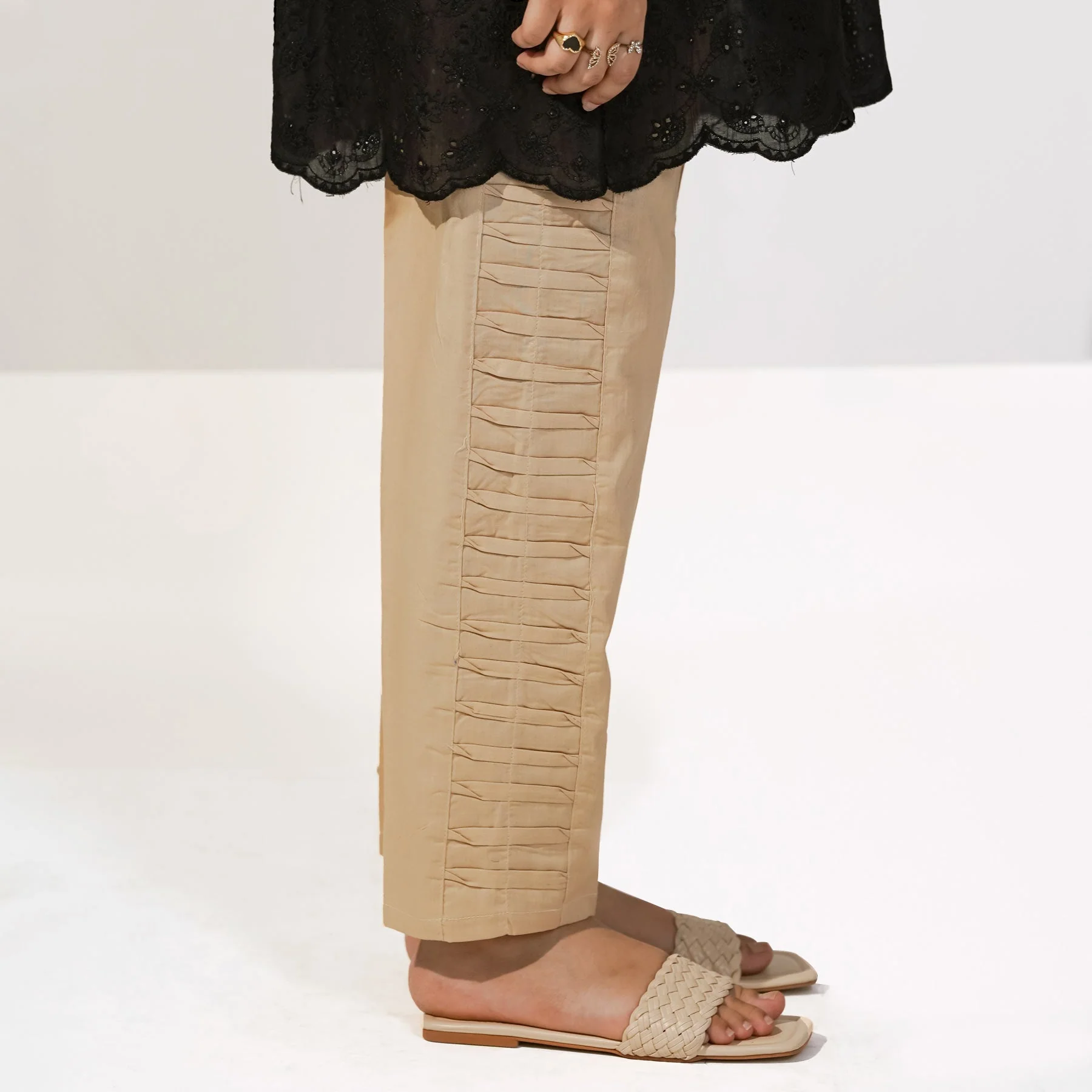 Beige Cambric Straight Fit Trouser PS3573 - Image 2
