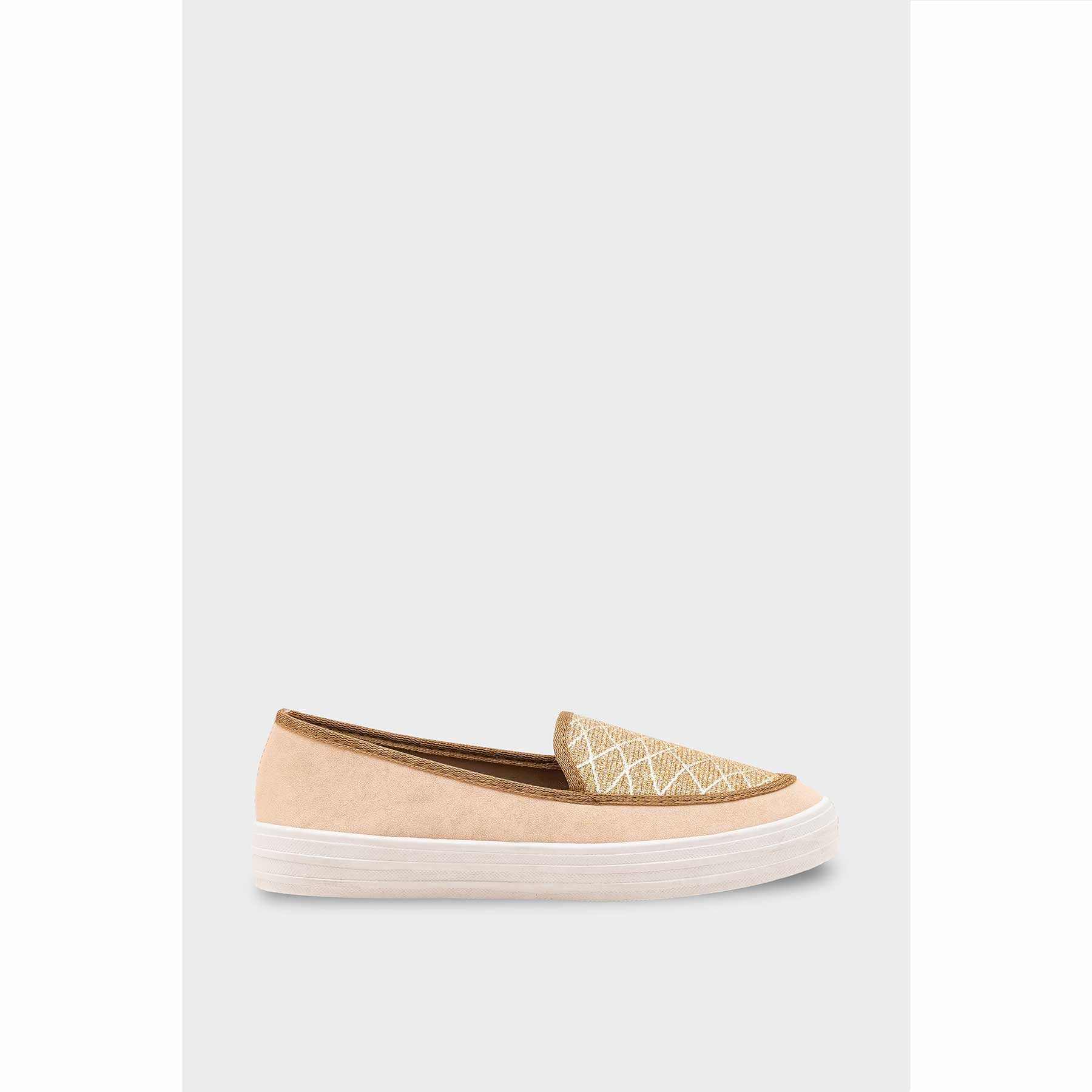 Beige Canvas Slip Ons WN6197 - Image 2