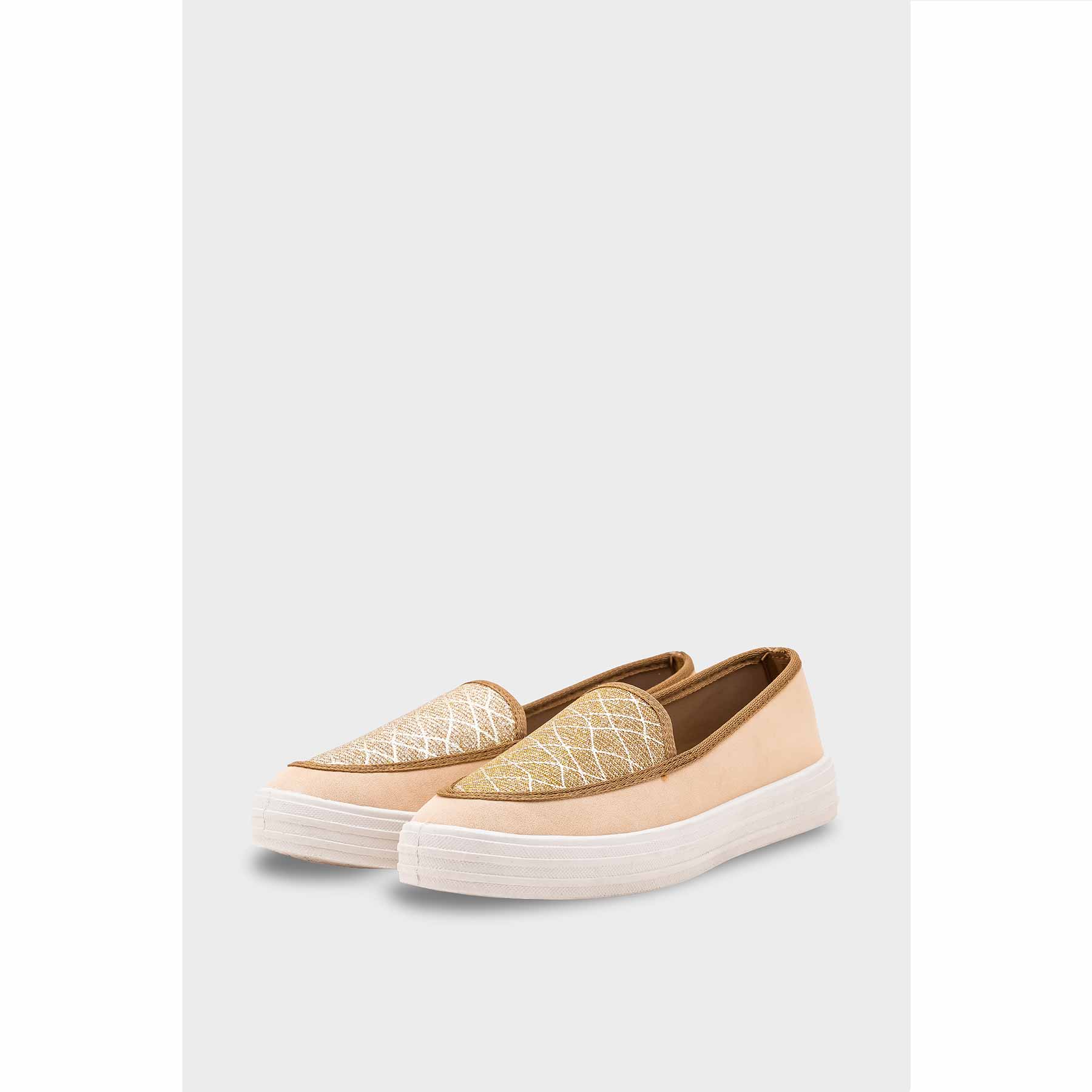 Beige Canvas Slip Ons WN6197 - Image 3