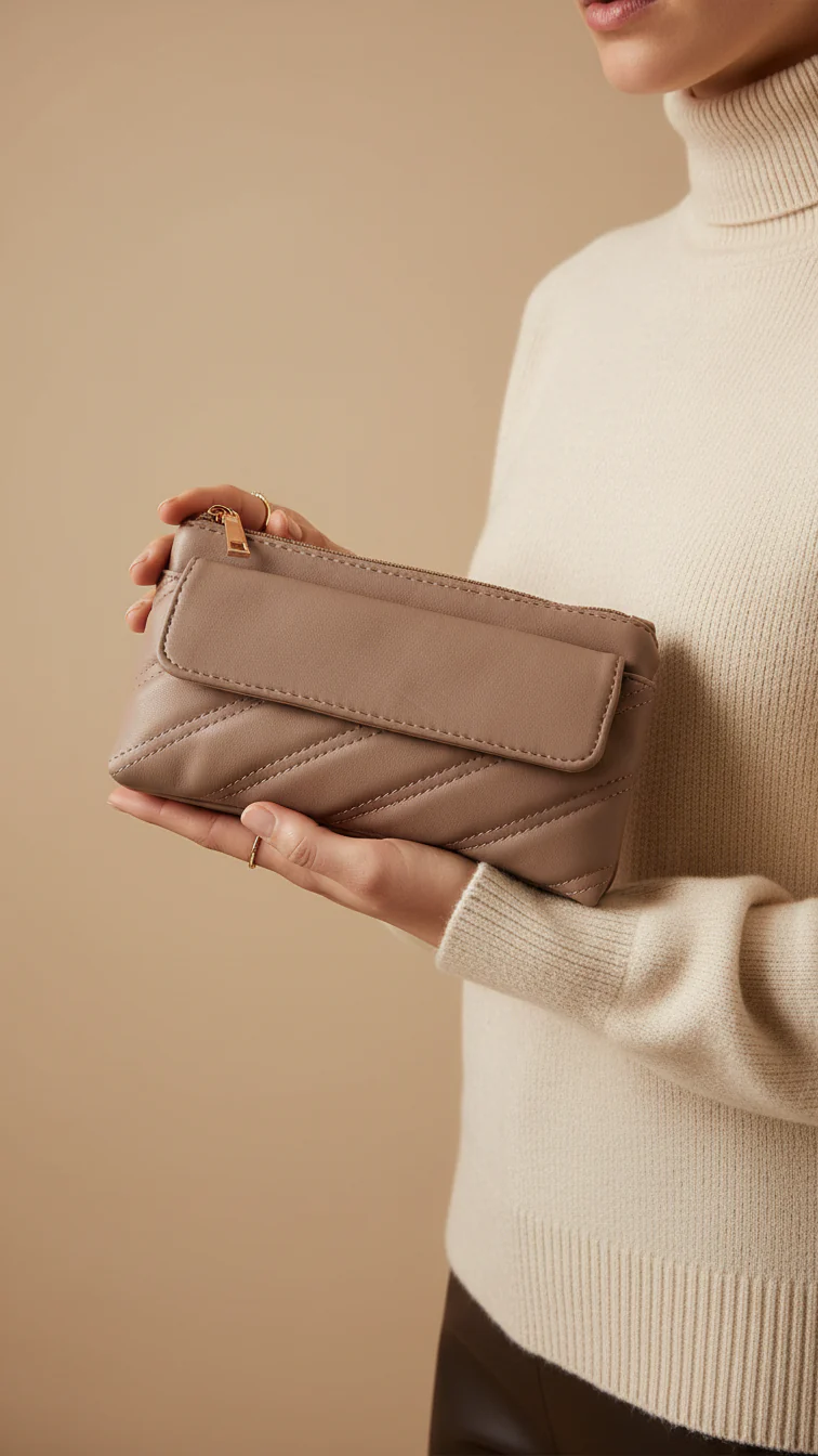 Beige Casual Pouch For Ladies P97679