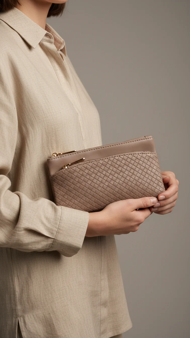 Beige Casual Pouch For Ladies P97680
