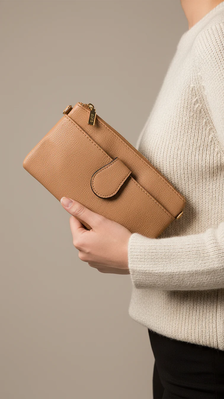 Beige Casual Pouch For Ladies P97689