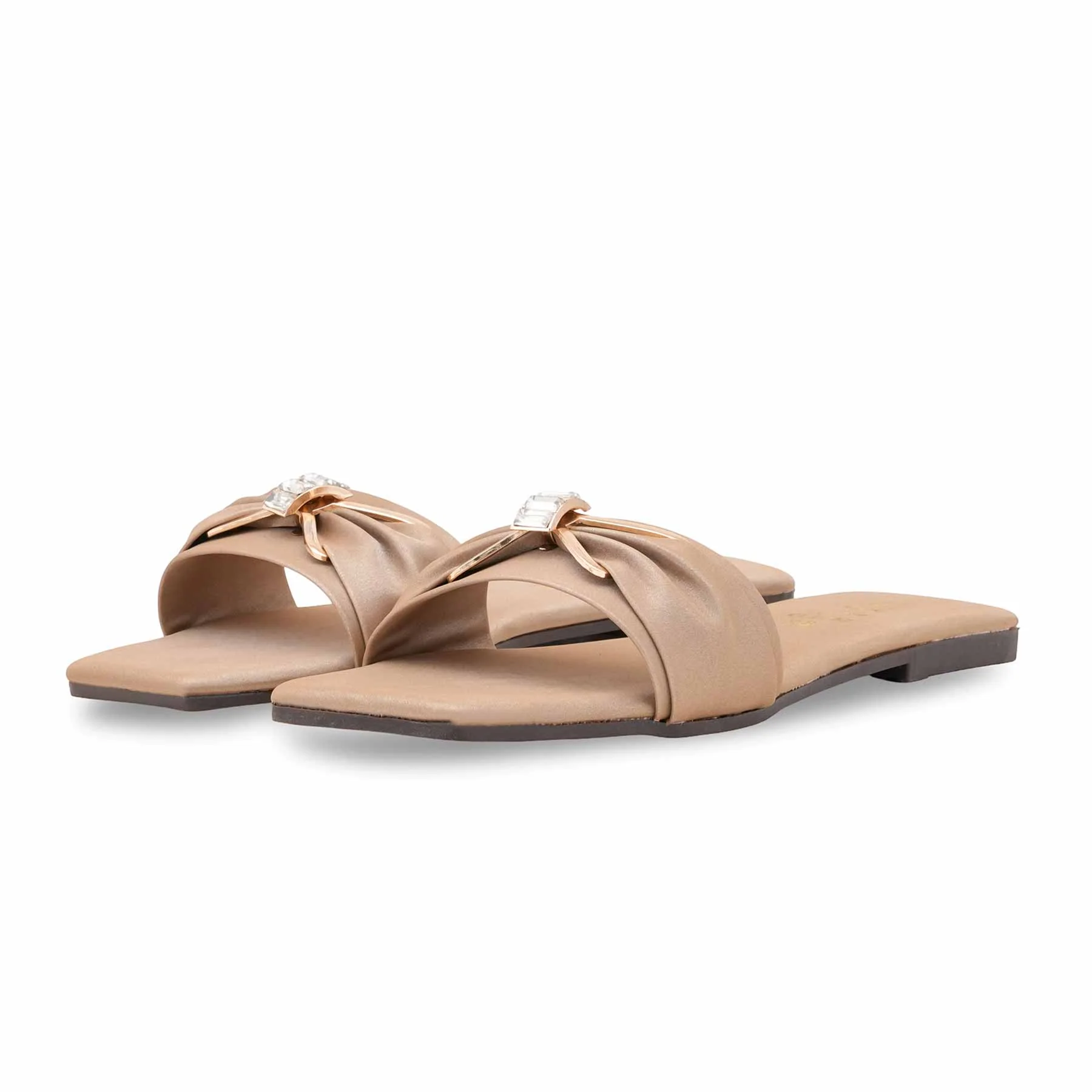 Beige Casual Slipper For Women CL2282 - Image 3