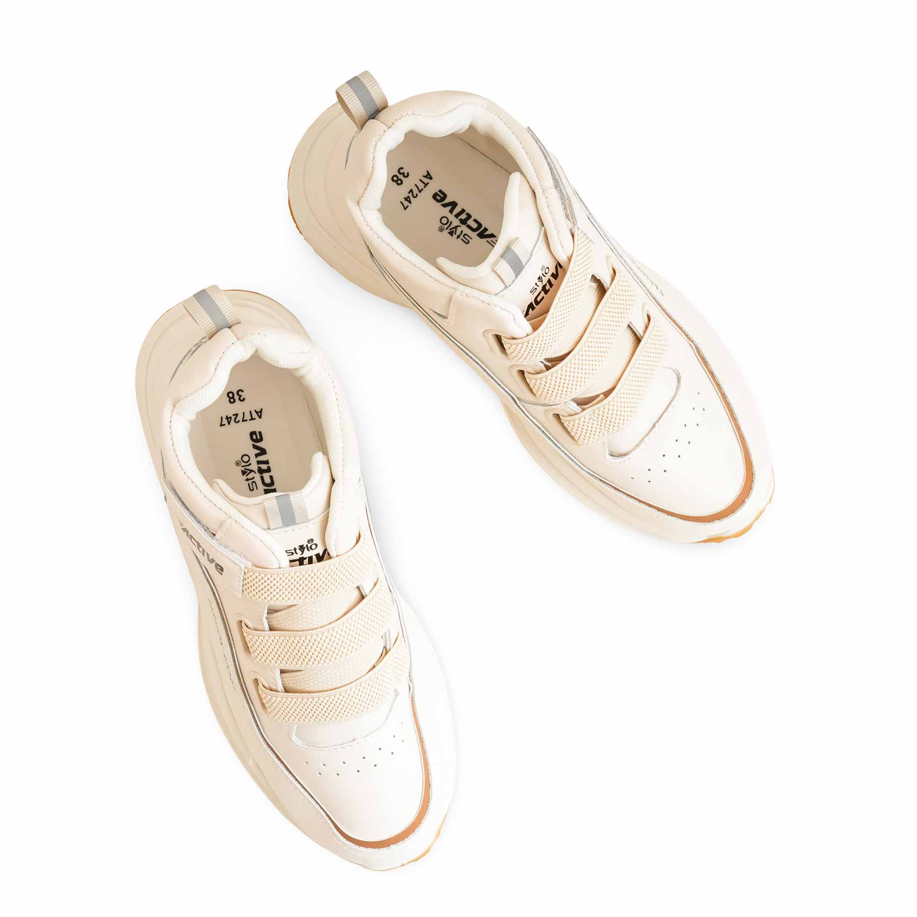 Beige Casual Sneaker For Ladies AT7247 - Image 4