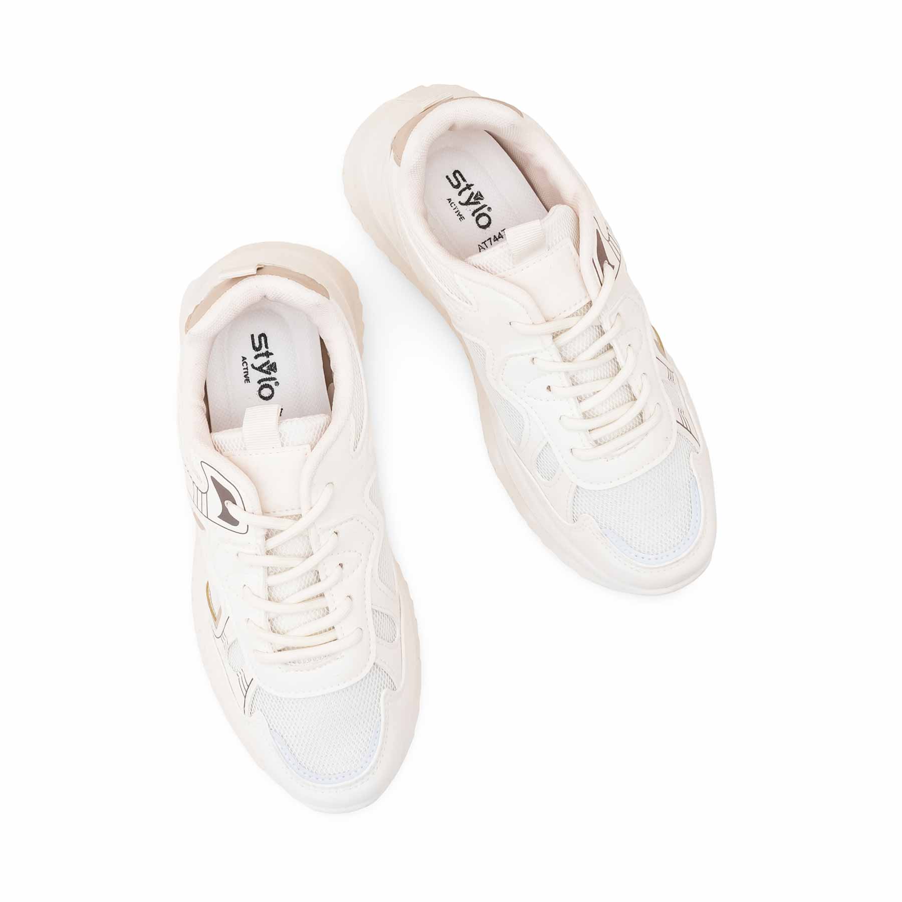 Beige Casual Sneaker For Ladies AT7447 - Image 5