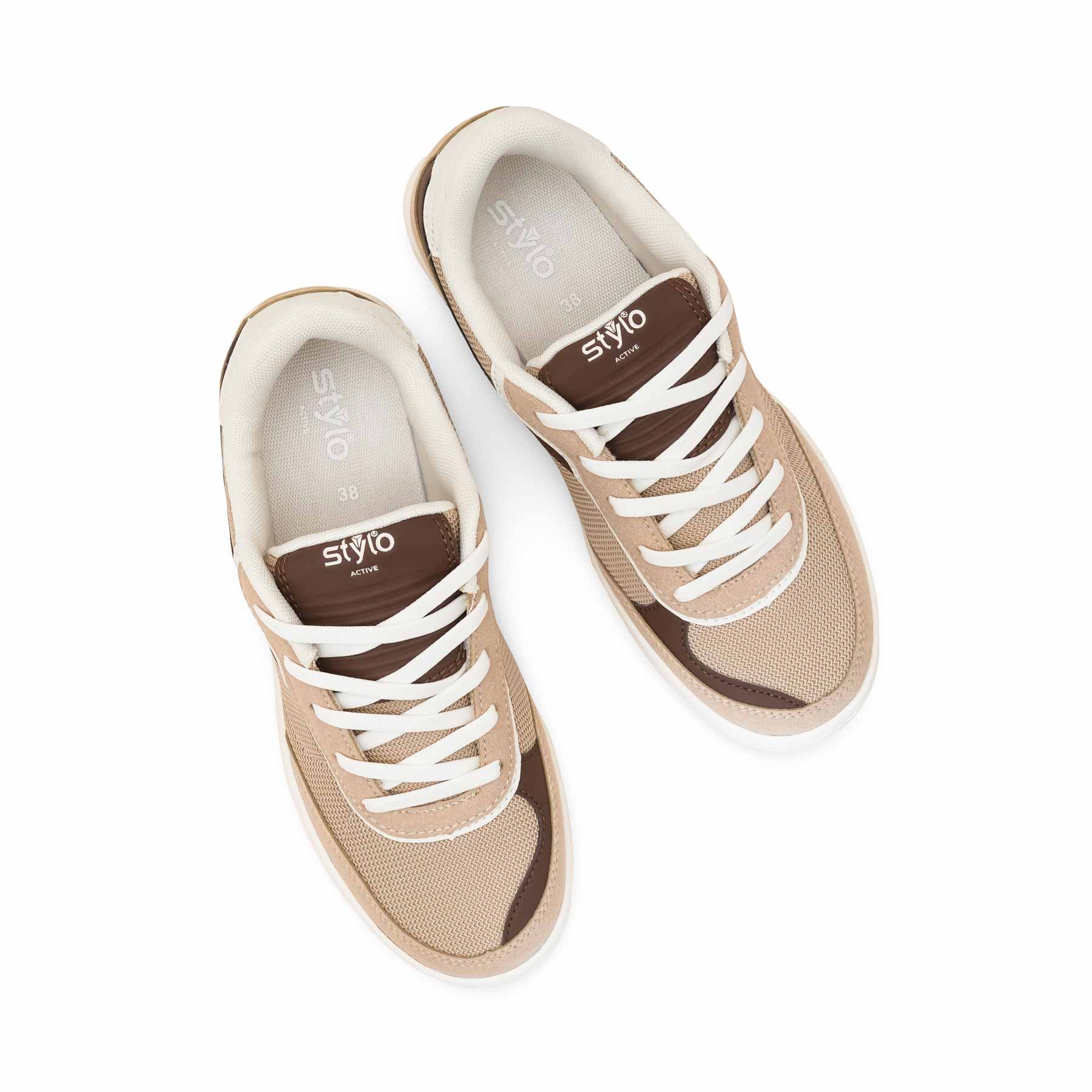 Beige Casual Sneaker For Ladies AT7466 - Image 5