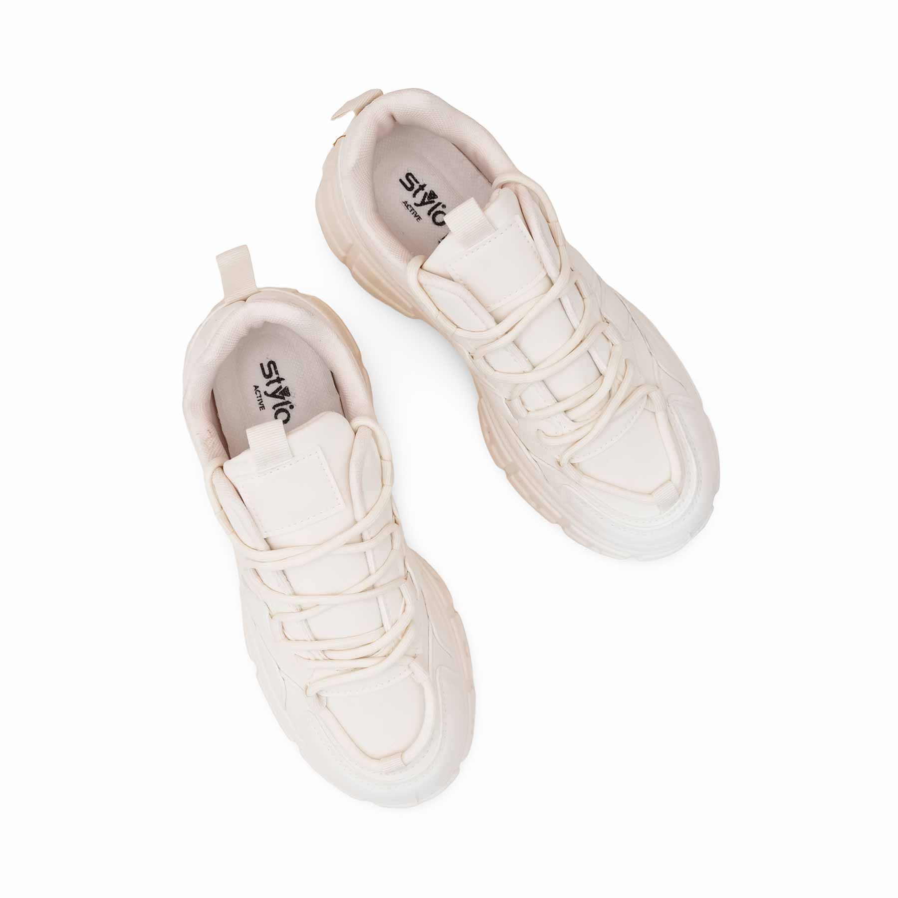 Beige Casual Sneaker For Ladies AT7484 - Image 5