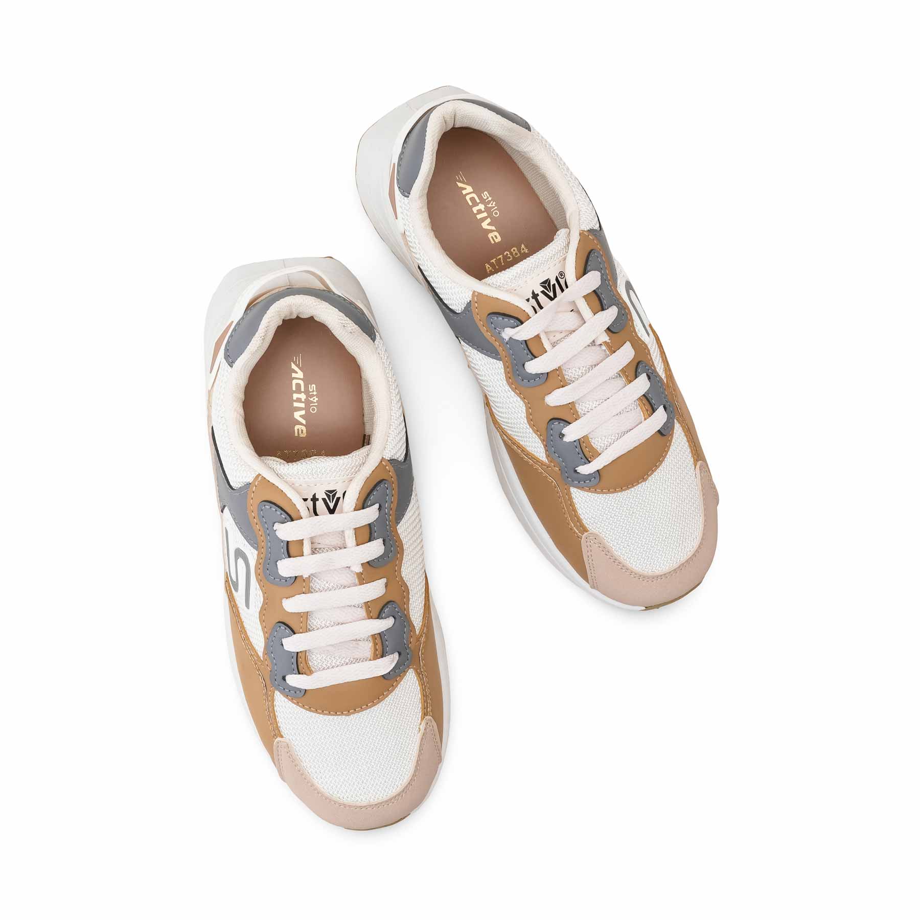 Beige Casual Sneaker For Women AT7384 - Image 6