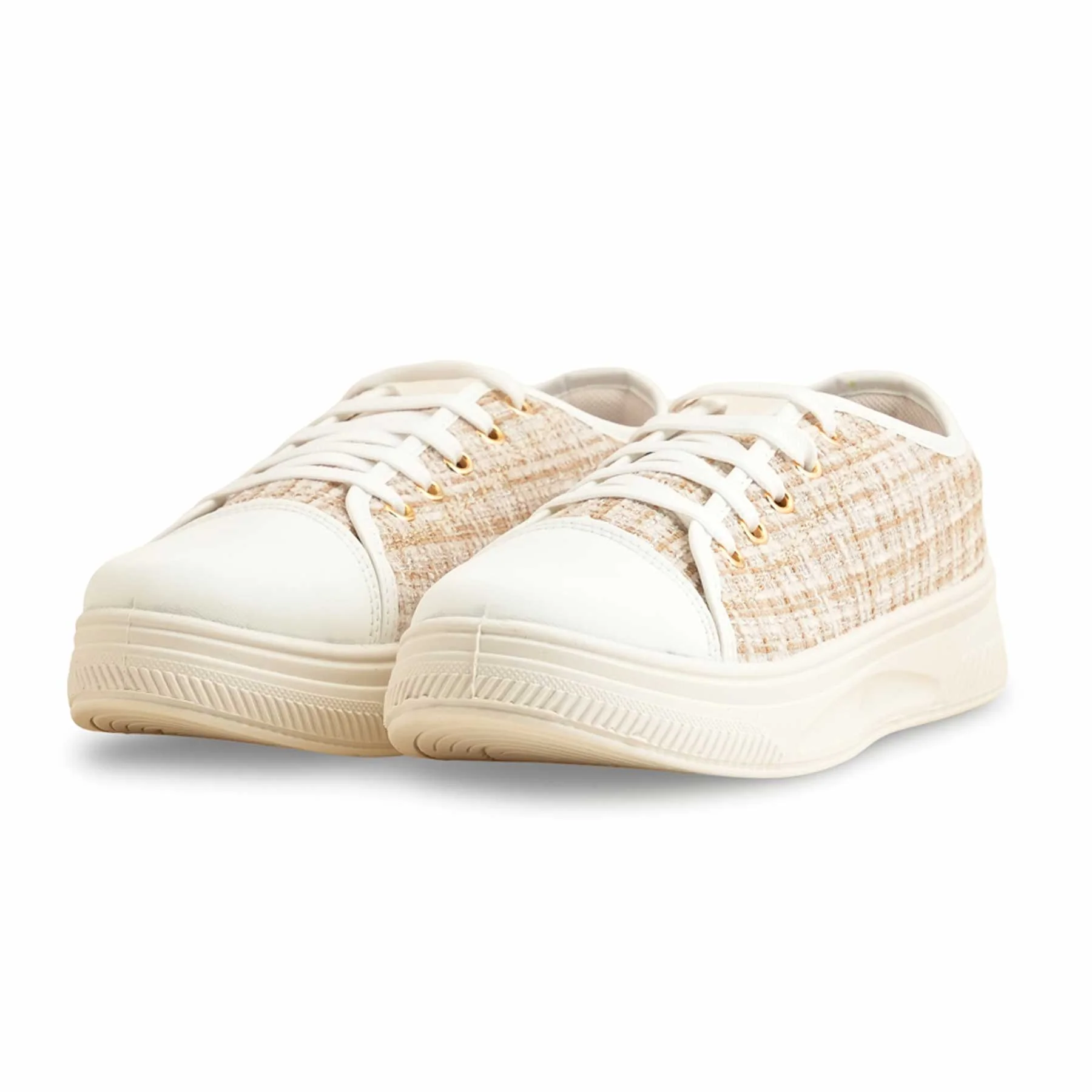 Beige Casual Sneaker For Women AT7408 - Image 3