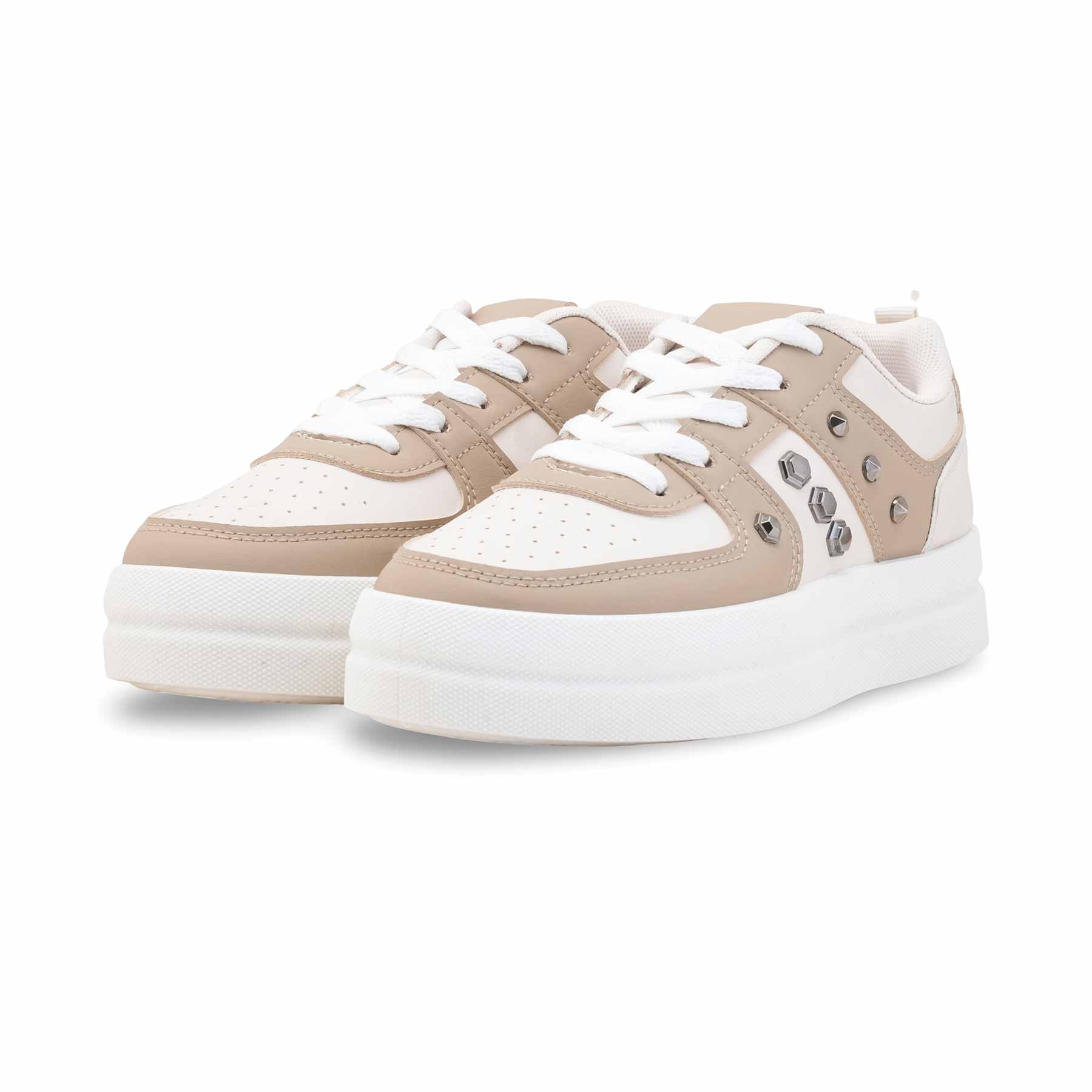 Beige Casual Sneaker For Women AT7445 - Image 3