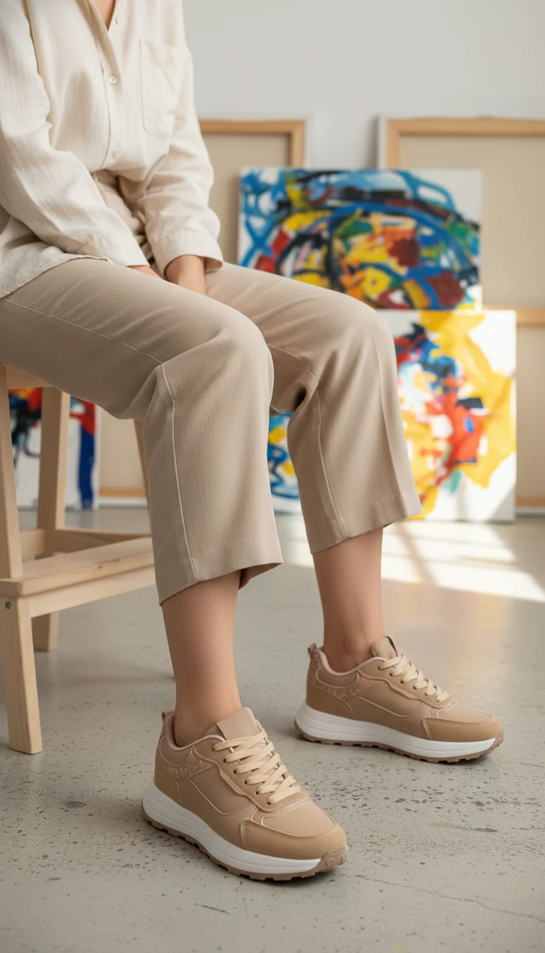 Beige Casual Sneaker For Women AT7486