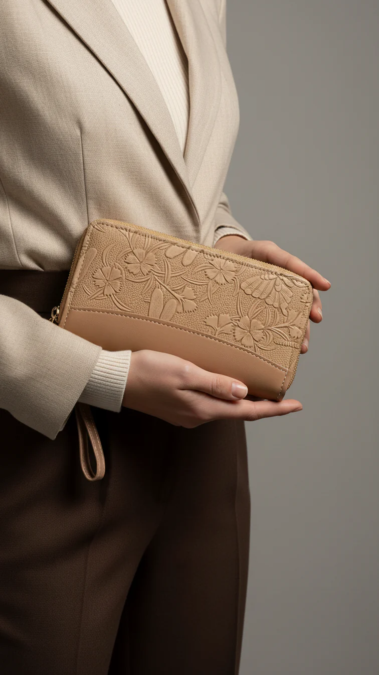Beige Casual Wallet For Women P71143