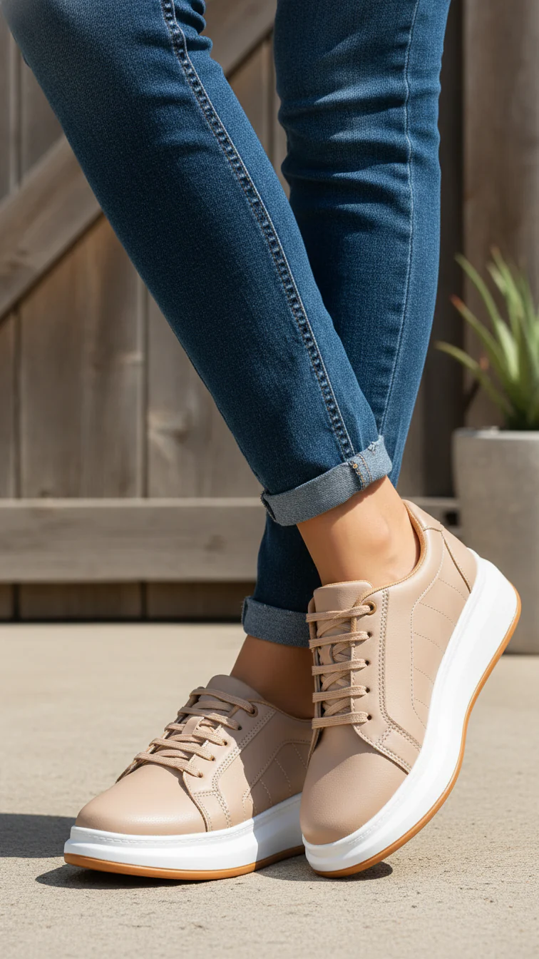 Beige Casual Women Sneaker AT7493 - Image 2