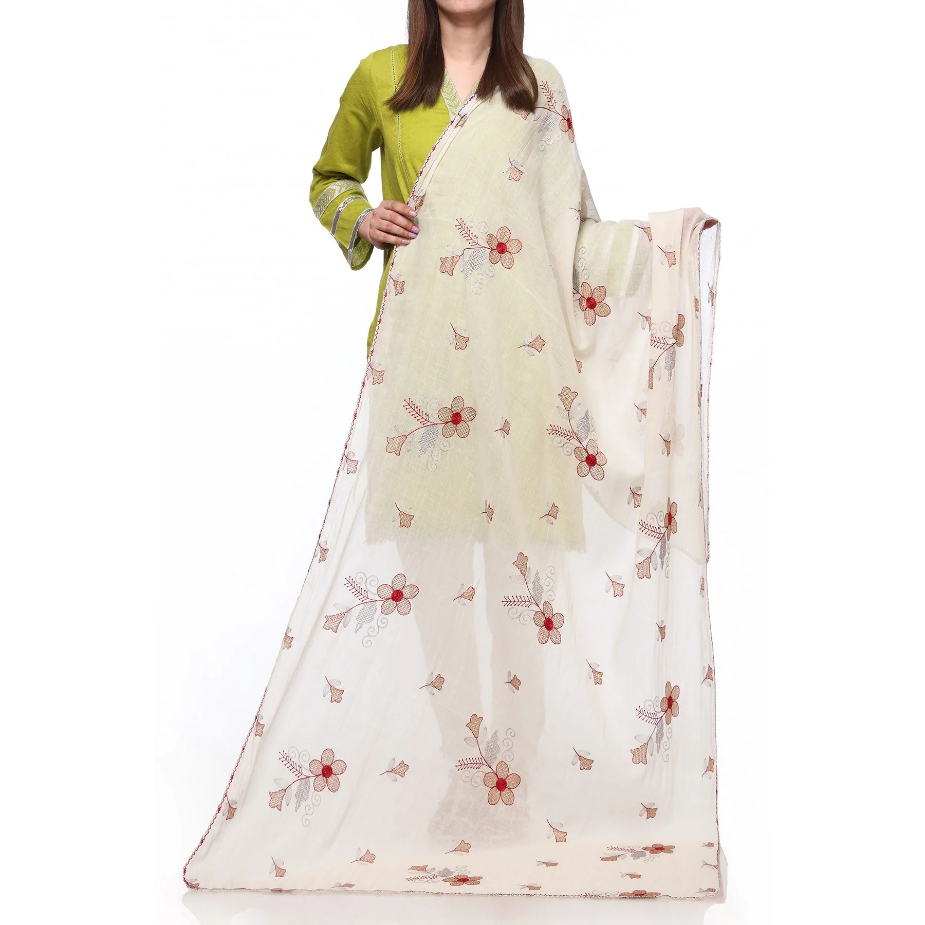 Beige Color Dyed Lawn Stole PS2719