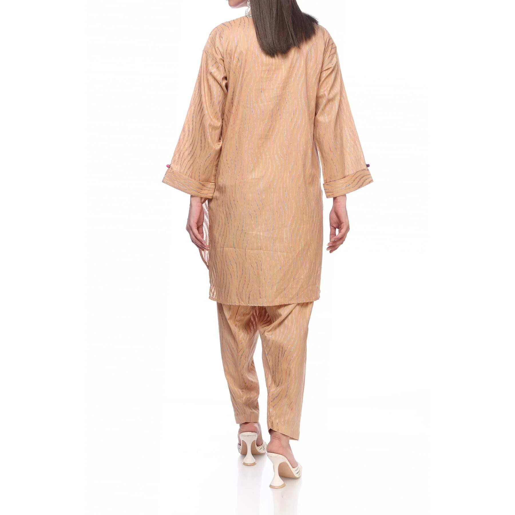 Beige Color Embellished Jacquard Shirt PS2259 - Image 3