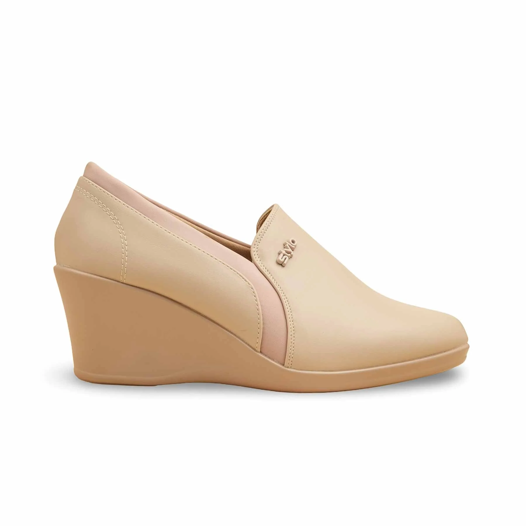 Beige Court Shoes For Ladies WN7510 - Image 3