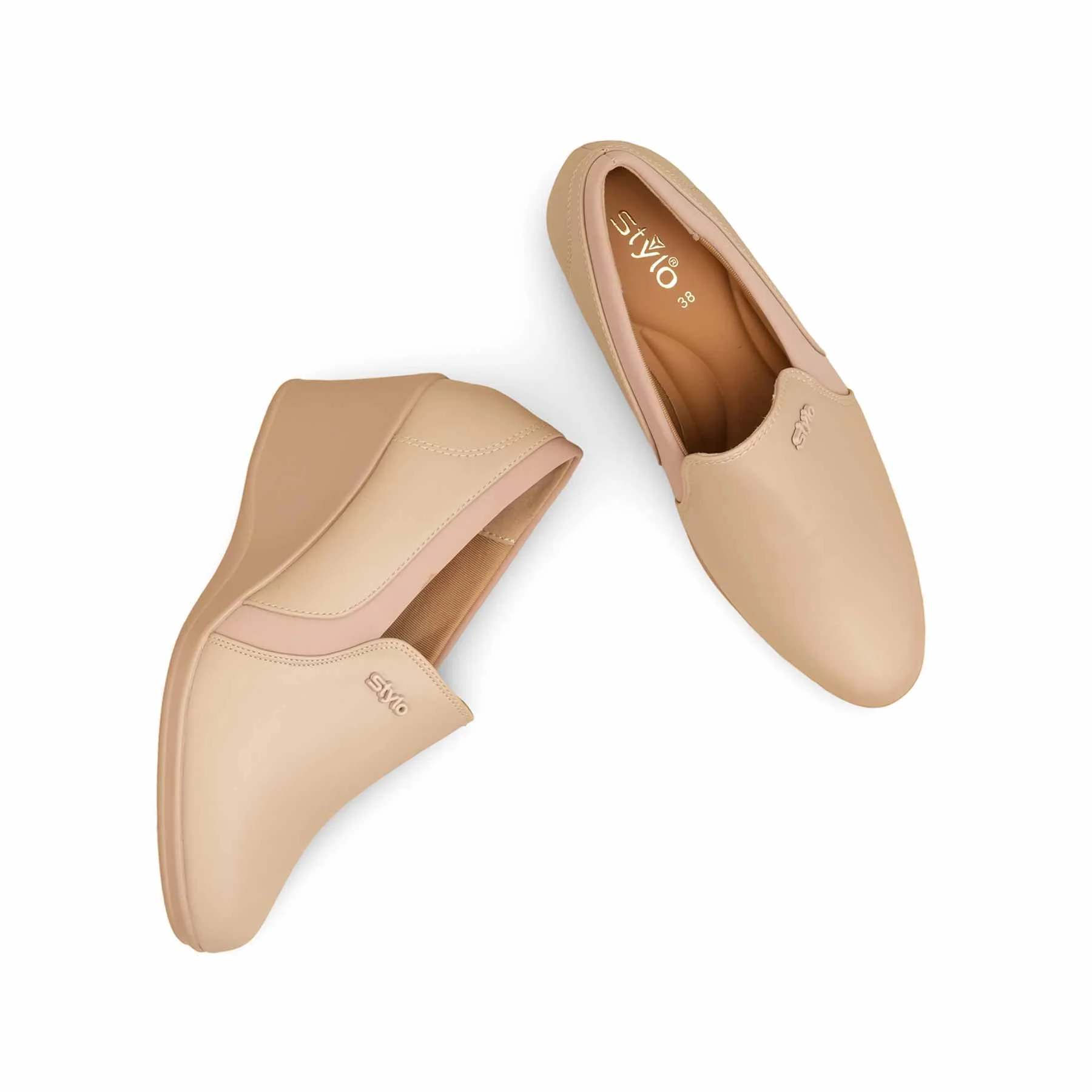 Beige Court Shoes For Ladies WN7510 - Image 6