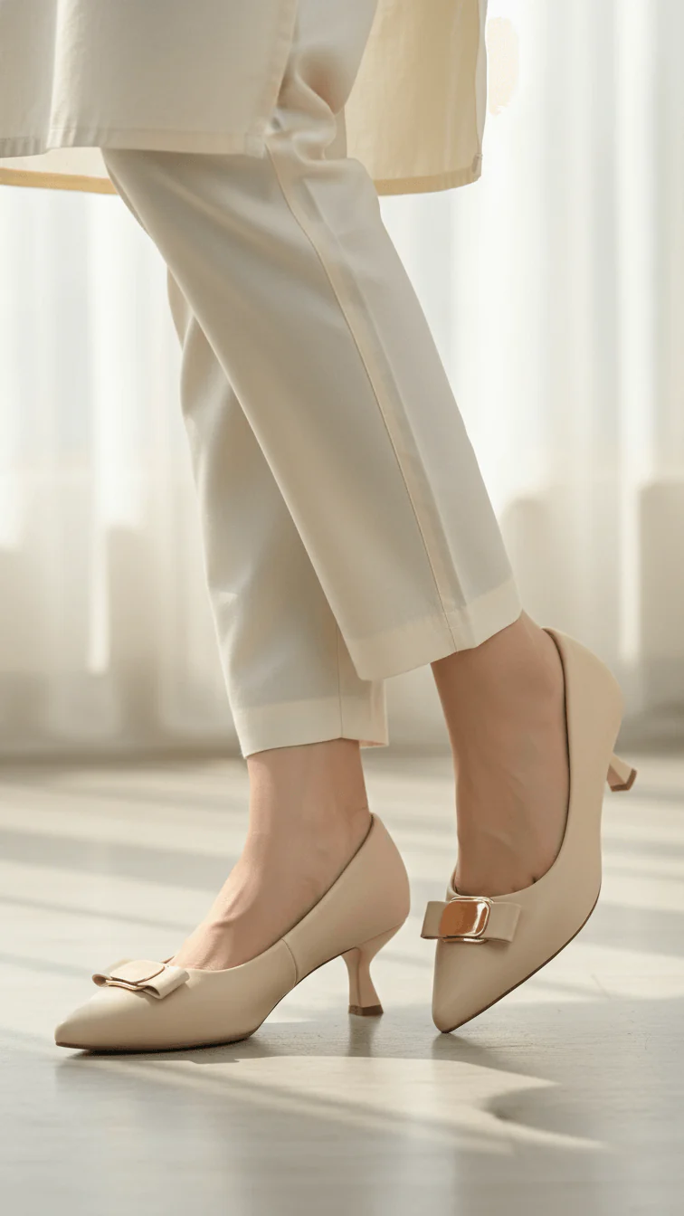 Beige Court Shoes For Ladies WN7514 - Image 2