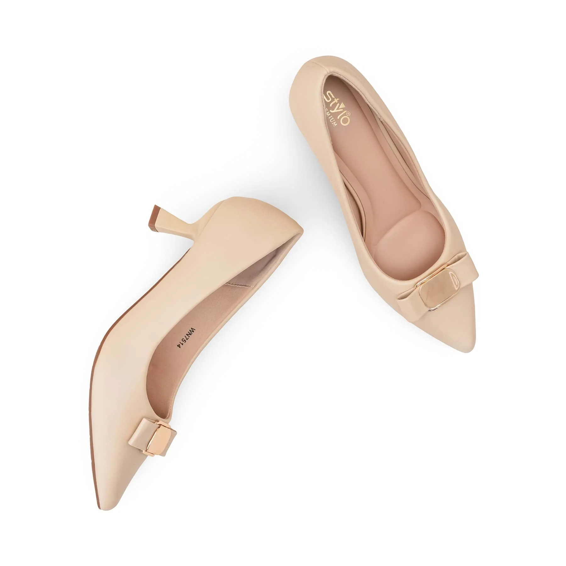 Beige Court Shoes For Ladies WN7514 - Image 6