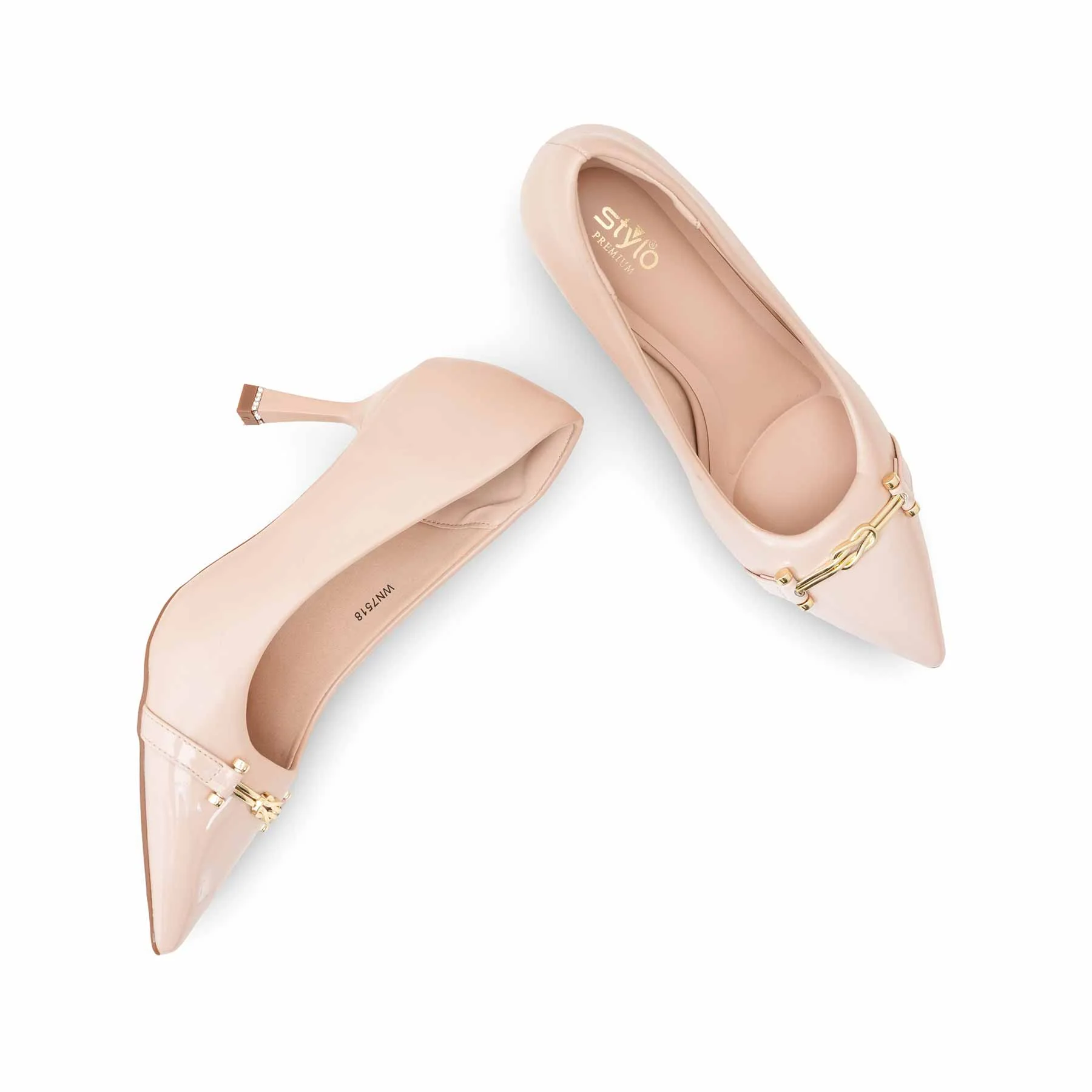 Beige Court Shoes For Ladies WN7518 - Image 6