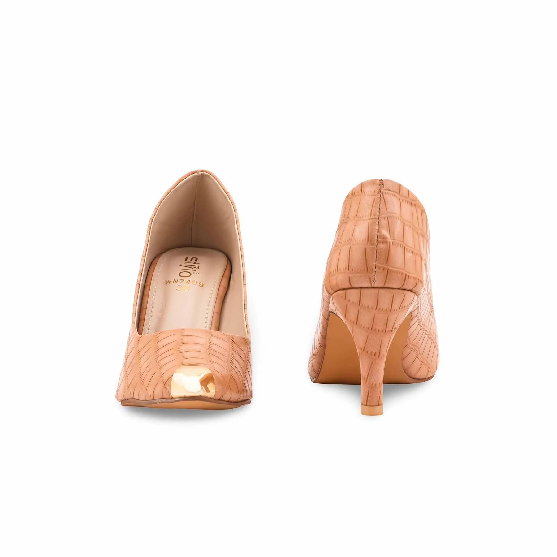 Beige Court Shoes For Women WN7499 - Image 4