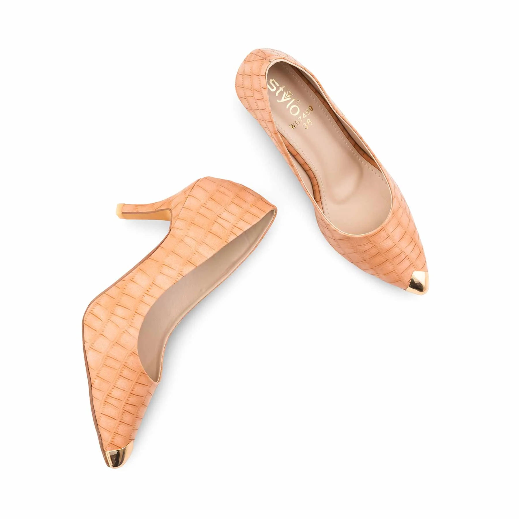 Beige Court Shoes For Women WN7499 - Image 5