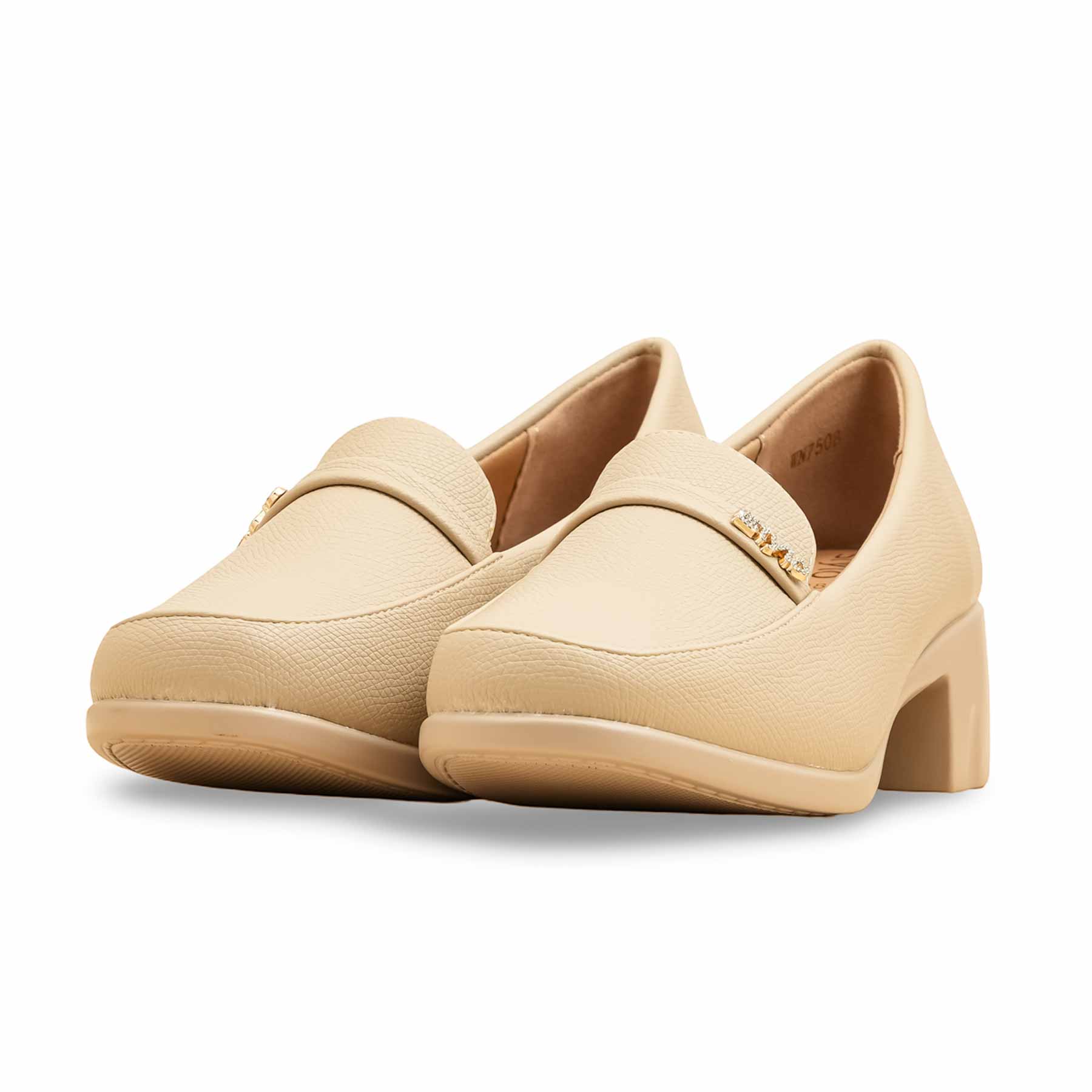 Beige Court Shoes For Women WN7508 - Image 4