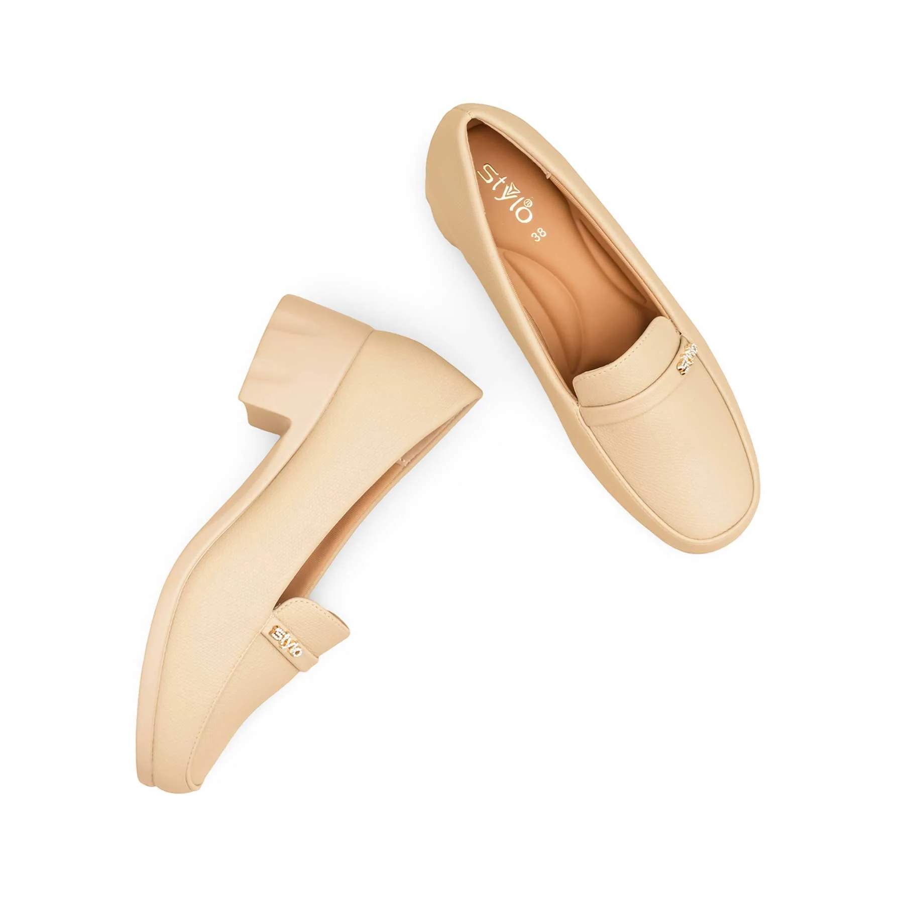 Beige Court Shoes For Women WN7508 - Image 6