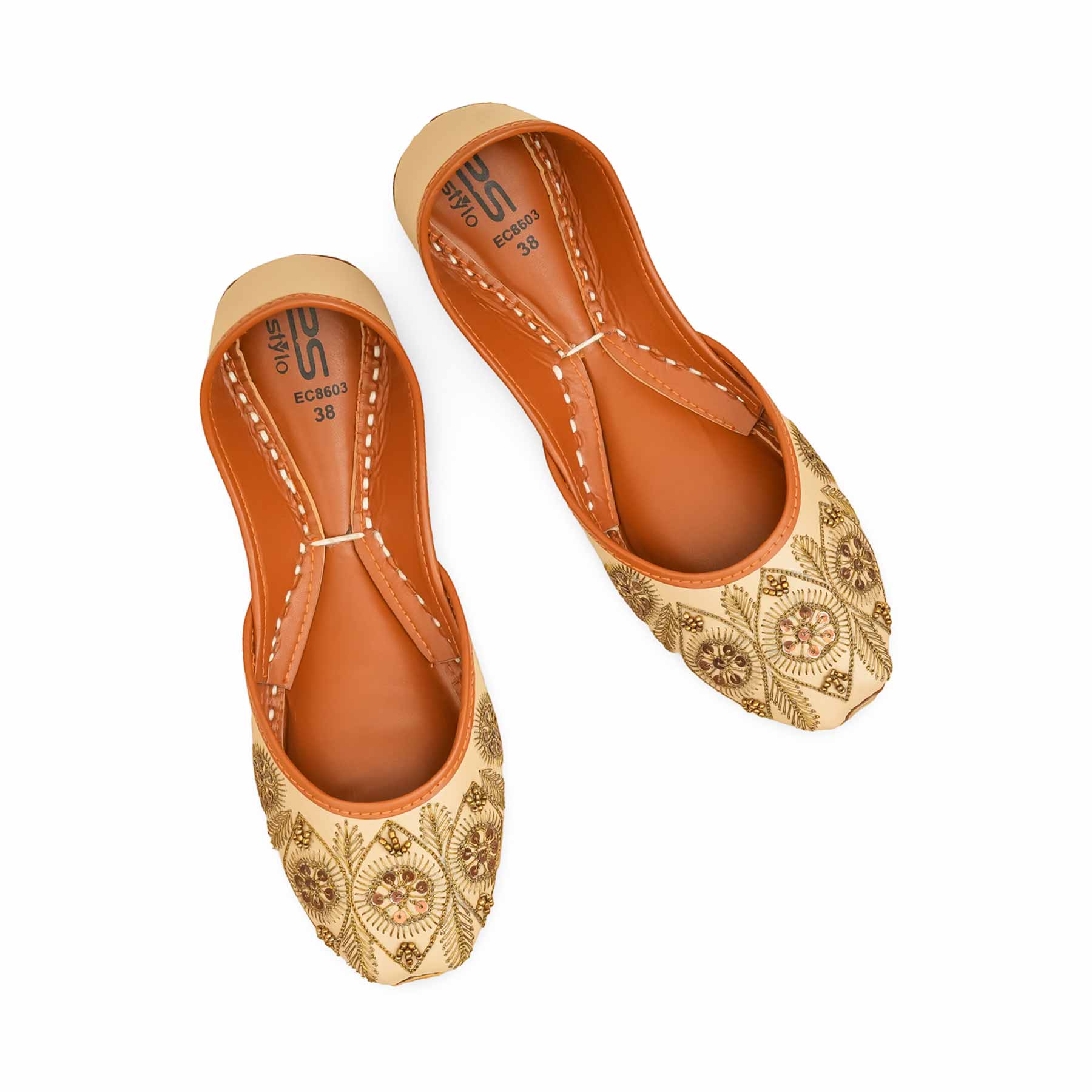Beige Ethnic Khussa For Ladies EC8603 - Image 5