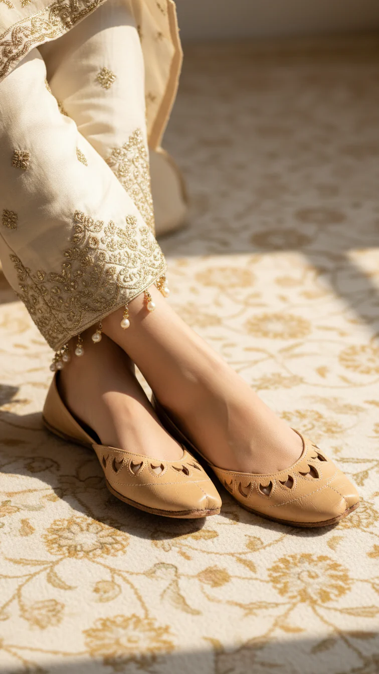 Beige Leather Khussa EC8641
