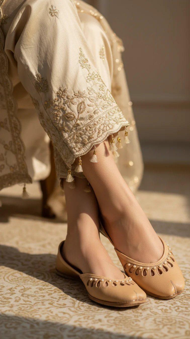 Beige Leather Khussa EC8643