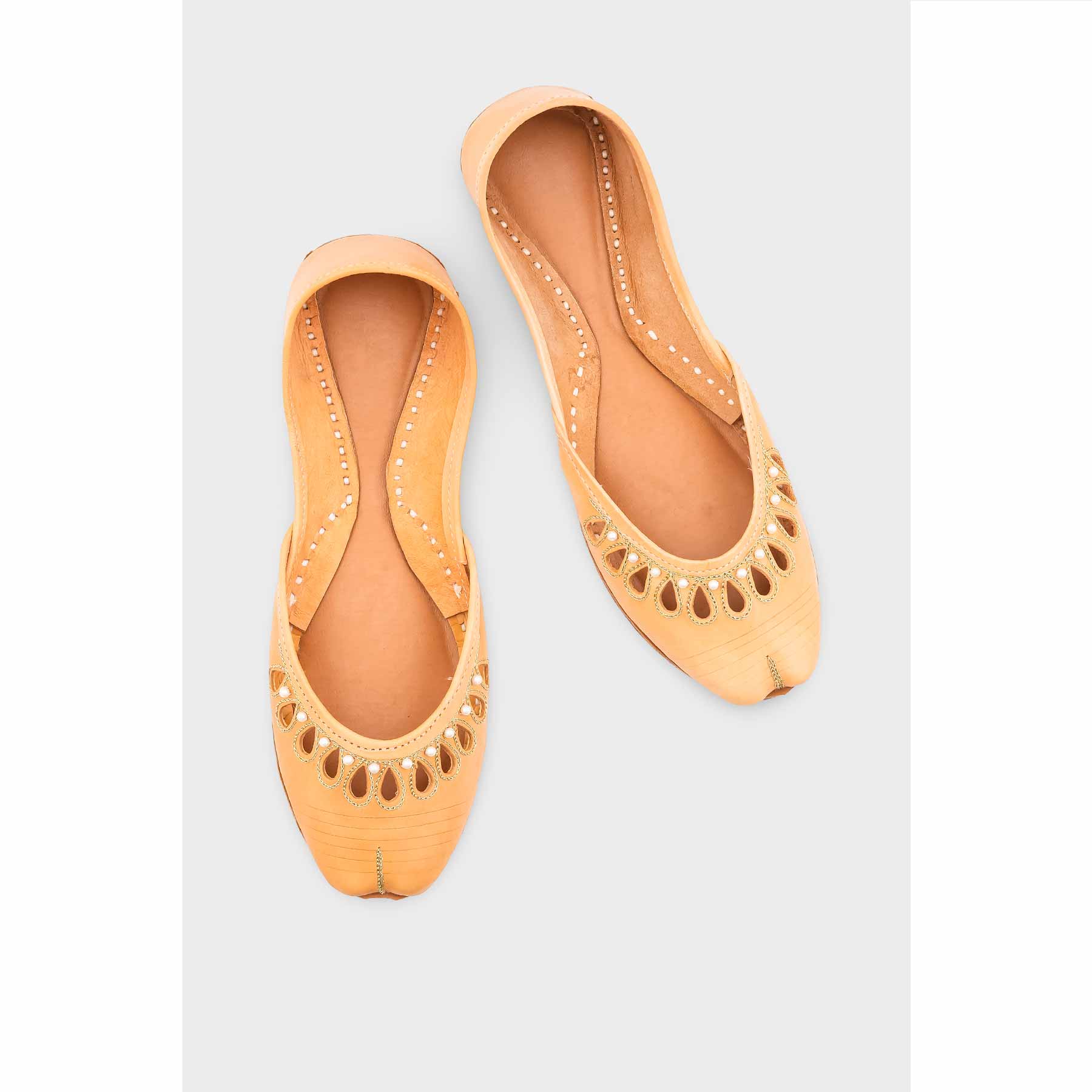 Beige Leather Khussa EC8643 - Image 5