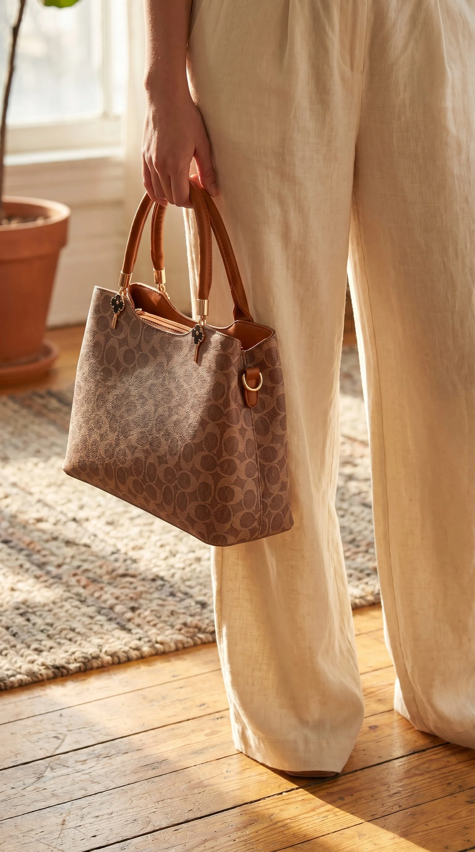 Beige Formal Hand Bag For Ladies P36621 - Image 3