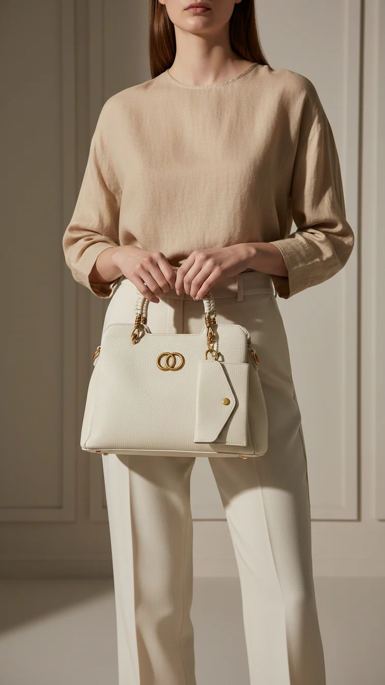 Beige Formal Hand Bag P36160