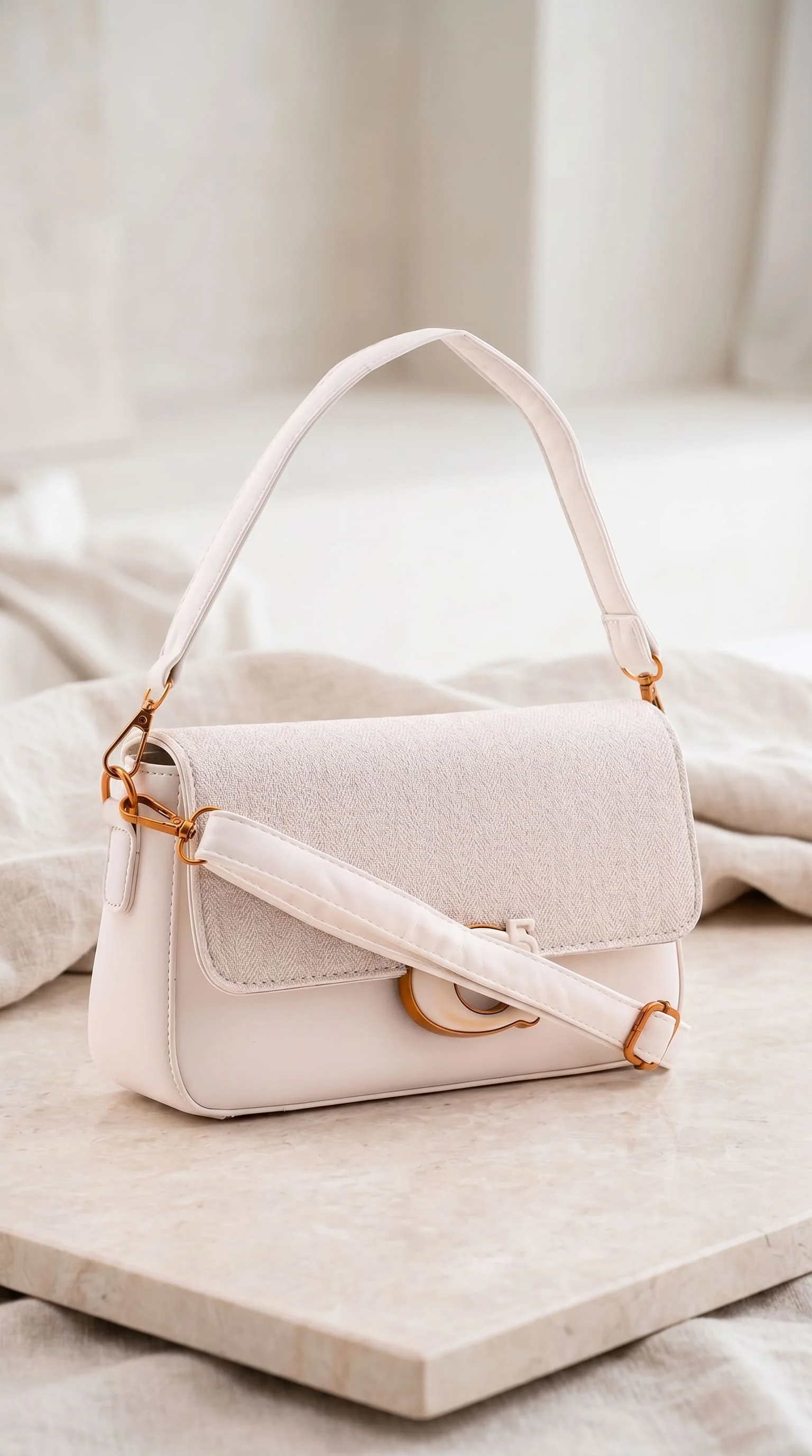 Beige Formal Shoulder Bag For Ladies P36608