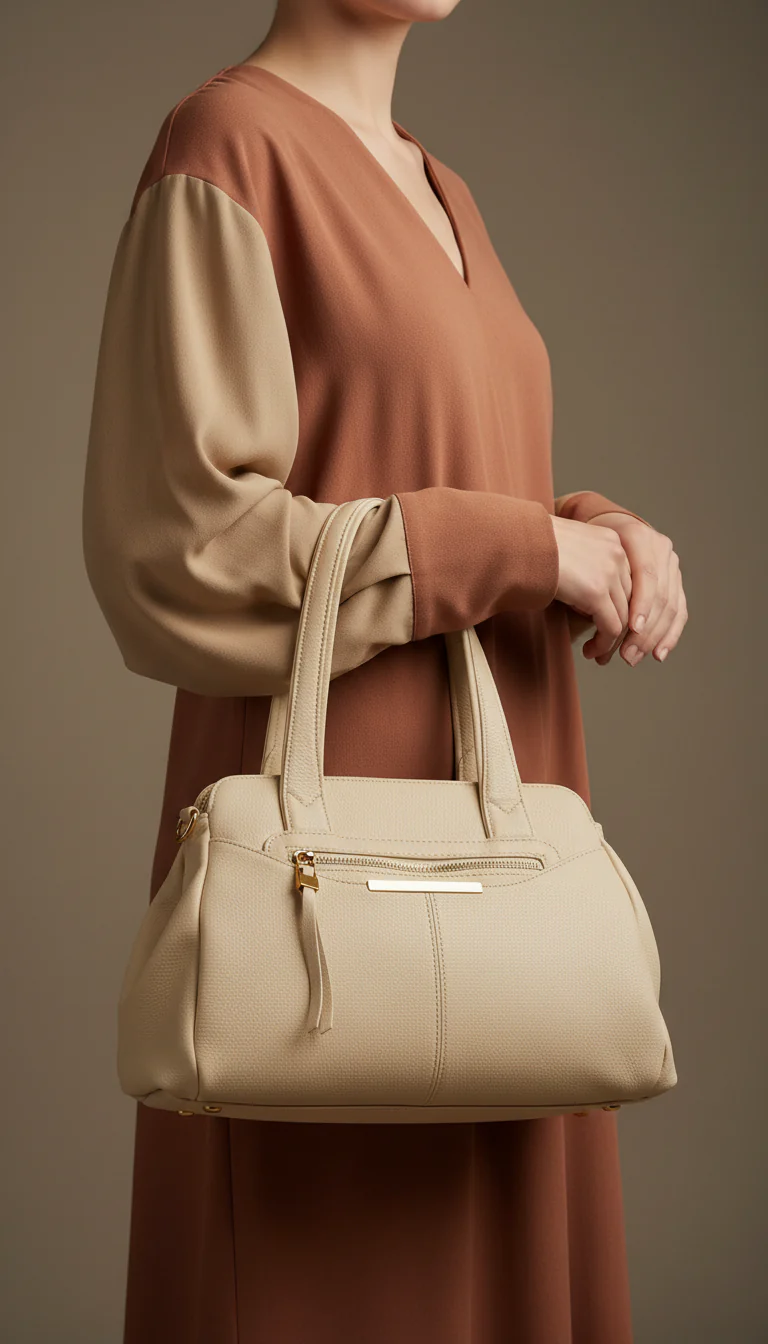 Beige Formal Shoulder Bag For Women P36357