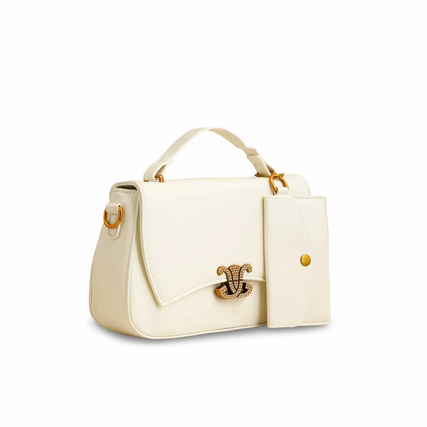 Beige Formal Shoulder Bag P36140 - Image 2