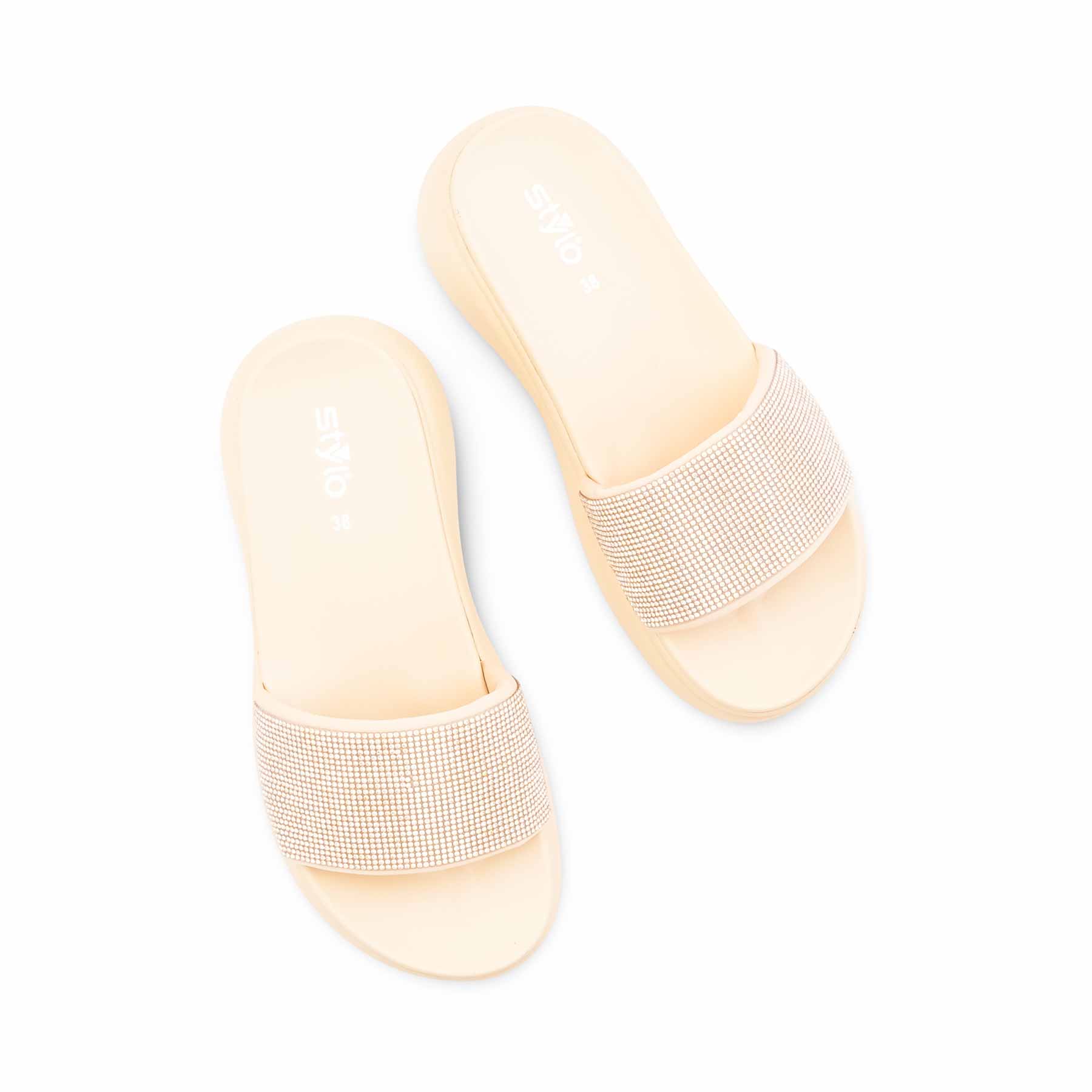 Beige Formal Slipper For Women PU0737 - Image 5