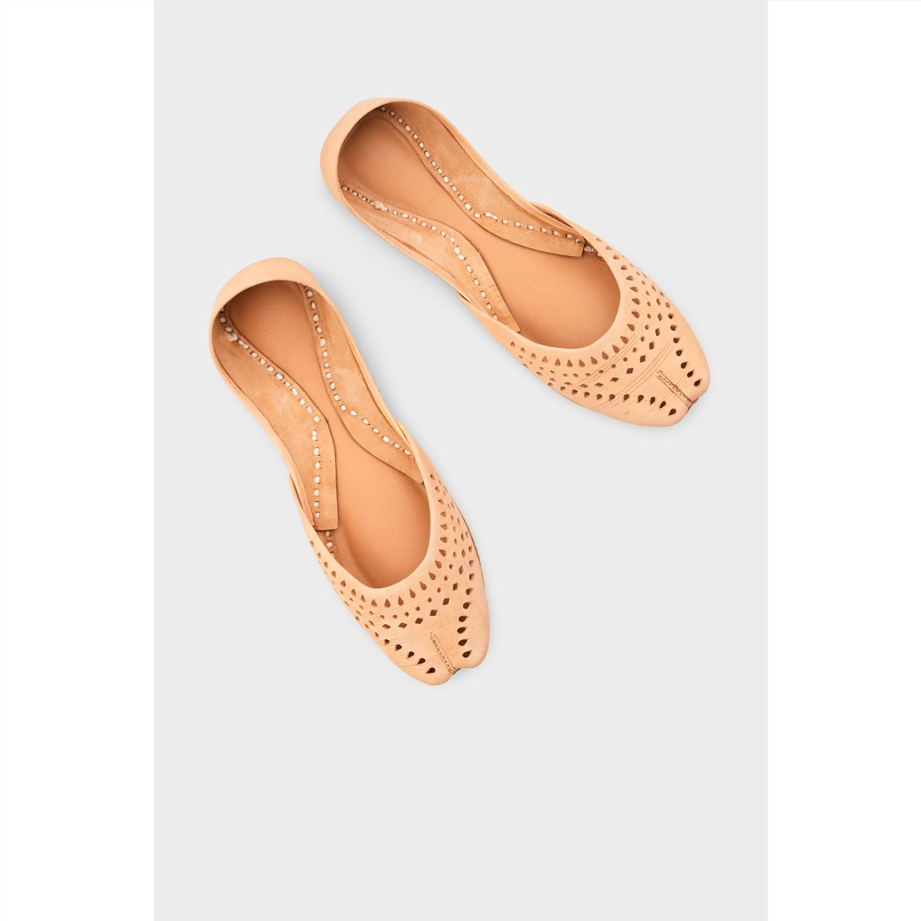 Beige Leather Khussa For Women EC8694 - Image 6