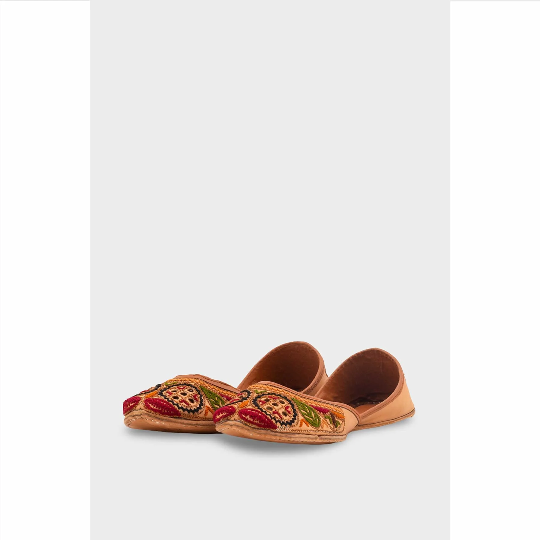 Beige Leather Khussa For Women EC8696 - Image 3
